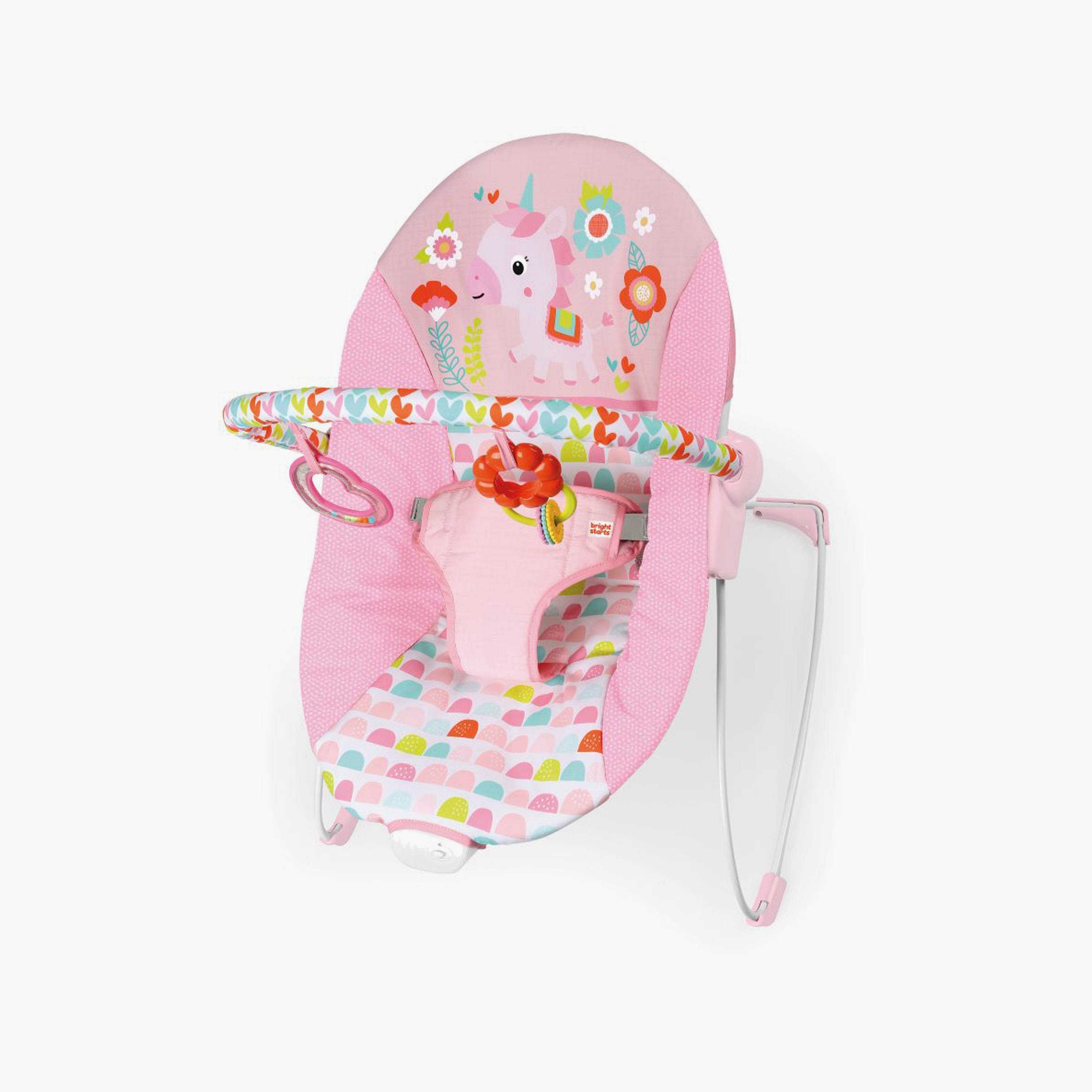 Bright Starts Fancy Fantasy Vibrating Bouncer with Removable Toy Bar - 0-6 Months-baby-infantactivity-bouncers-image-1