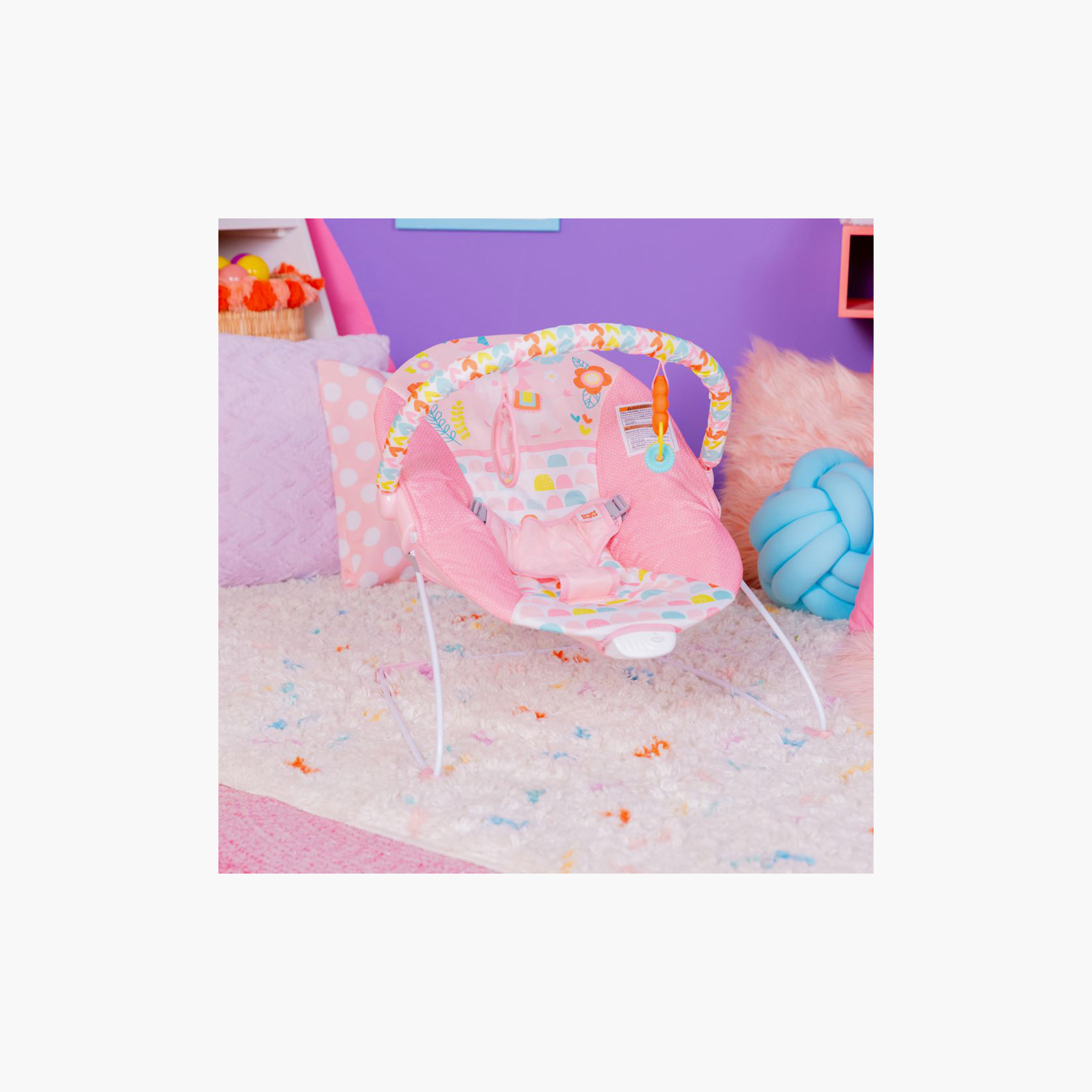 Bright Starts Fancy Fantasy Vibrating Bouncer with Removable Toy Bar - 0-6 Months-baby-infantactivity-bouncers-image-5