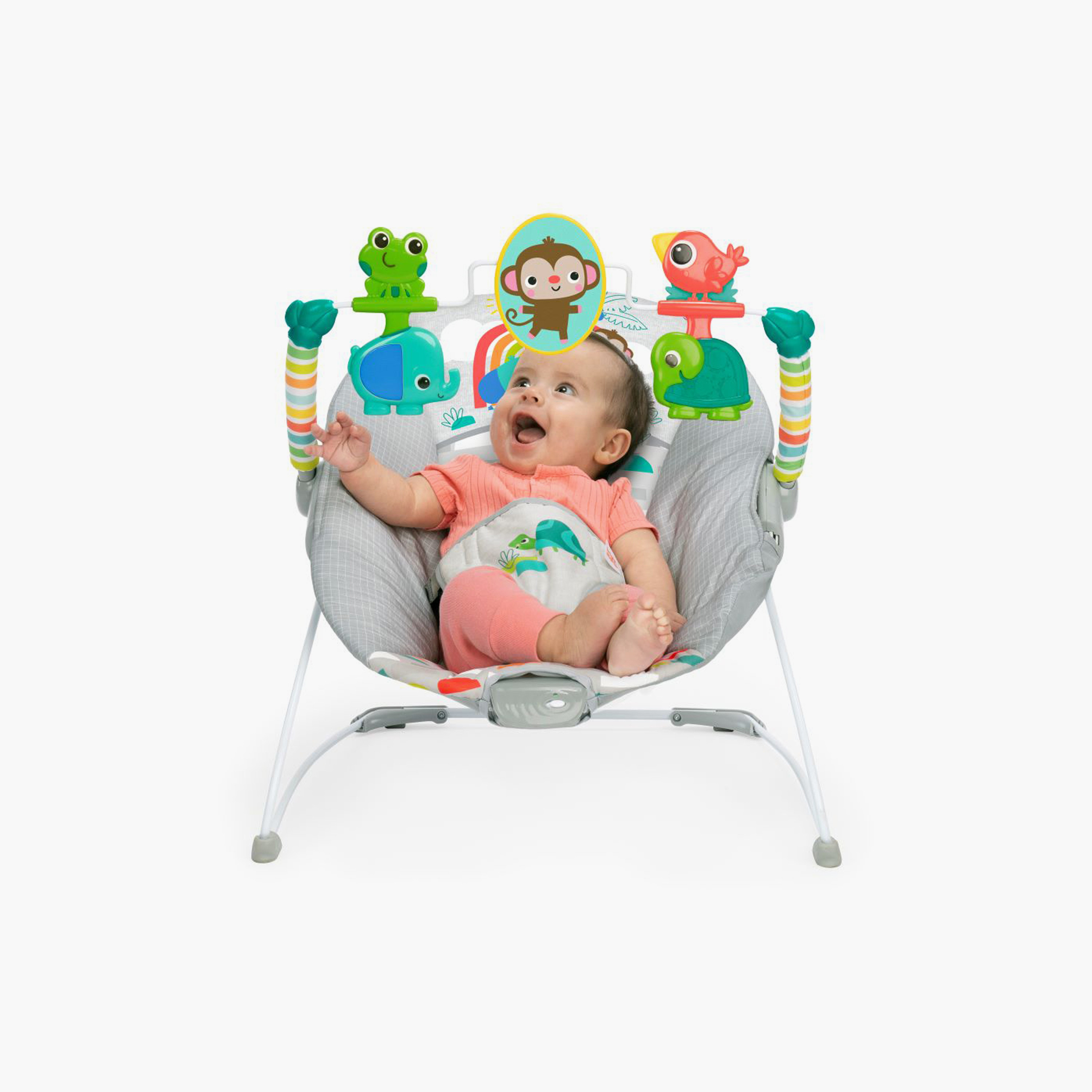 Bright Starts Playful Paradise Comfy Baby Bouncer Seat with Soothing Vibration & Toys - 0-6 Months-baby-infantactivity-bouncers-image-2
