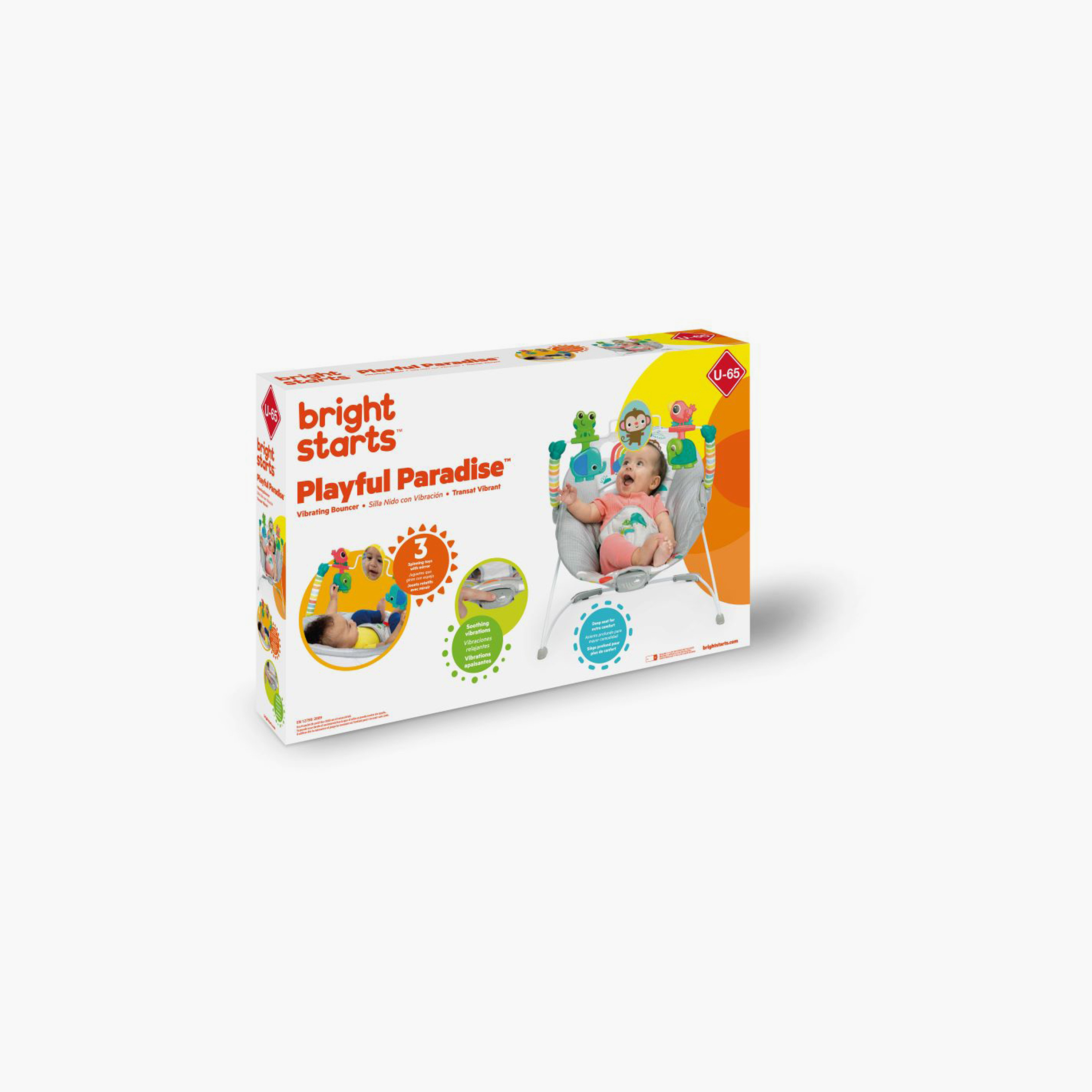Bright Starts Playful Paradise Comfy Baby Bouncer Seat with Soothing Vibration & Toys - 0-6 Months-baby-infantactivity-bouncers-image-6