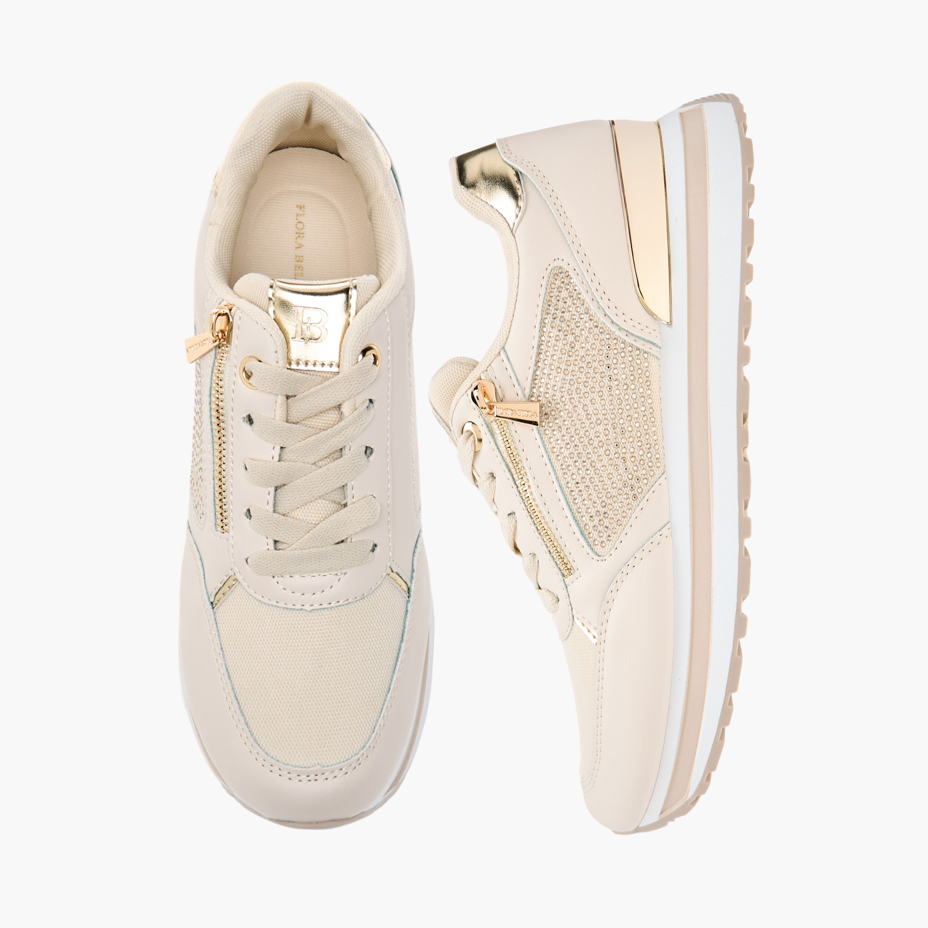 Flora Bella Panelled Sneakers with Lace-Up Closure-women-shoes-sneakers-image-1
