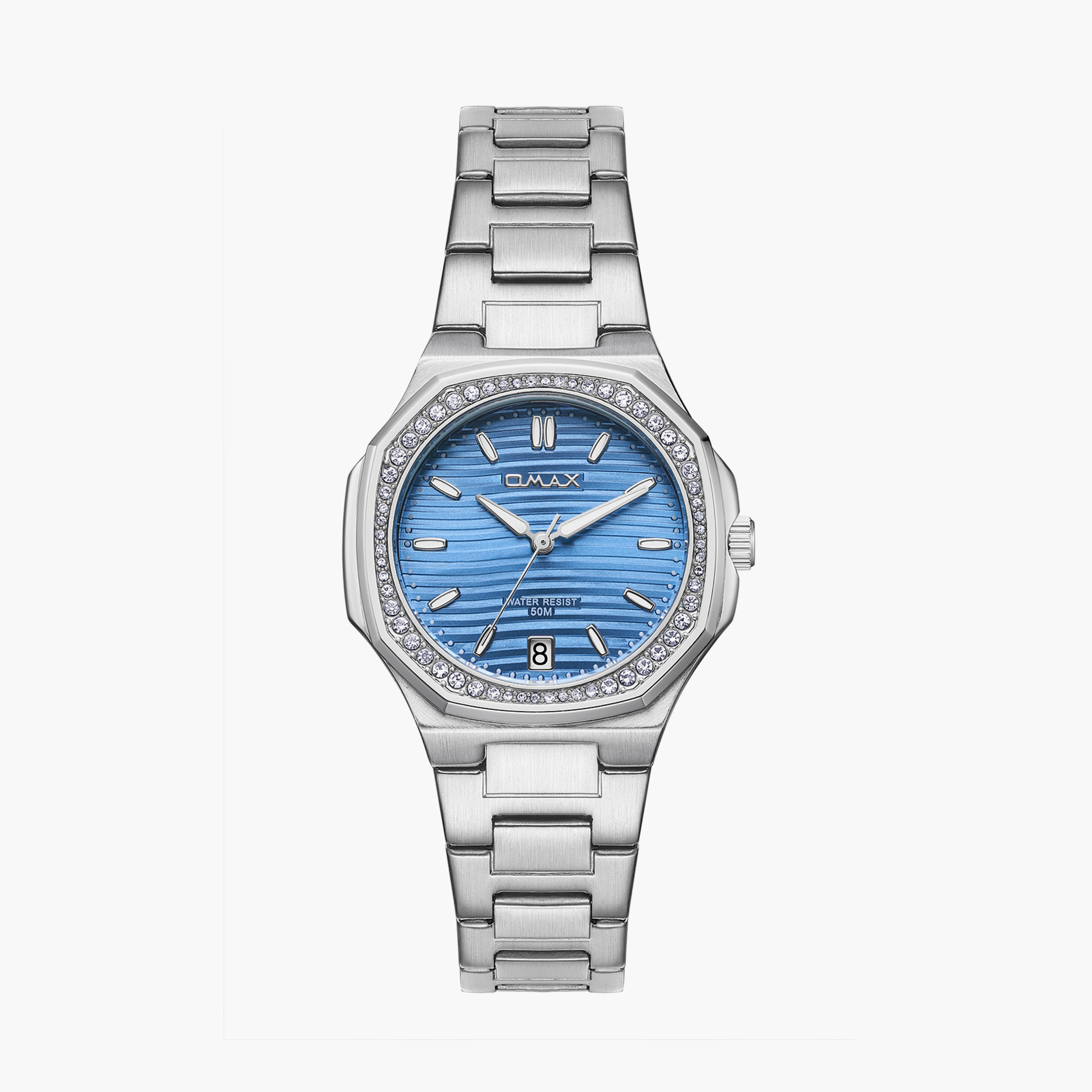 Omax Women's 42MM Silver Analog Metal Strap Watch | 00BFD006V014-women-watchesandjewellery-watches-image-1
