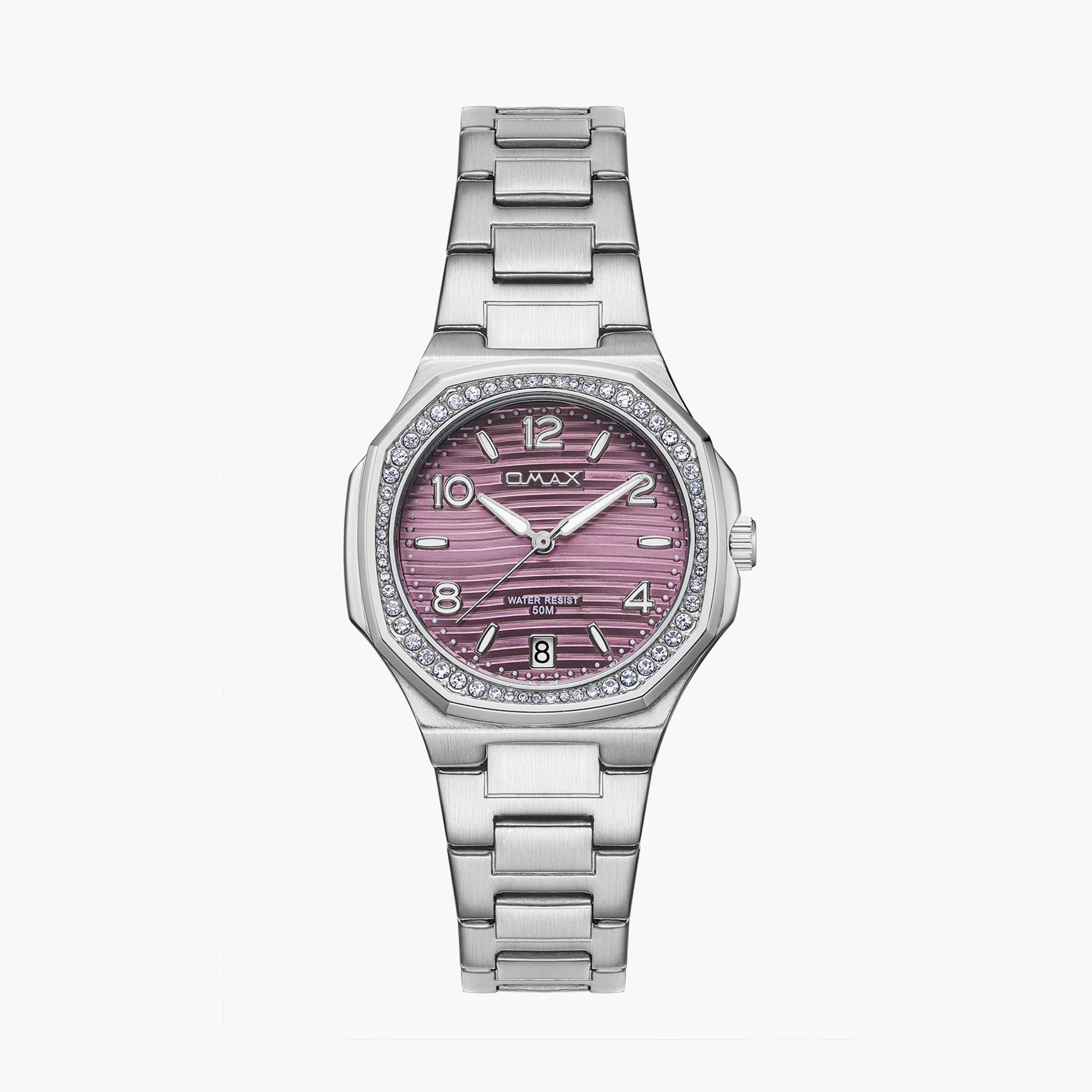 Omax Women's 42MM Silver Analog Metal Strap Watch | 00BFD006V002-women-watchesandjewellery-watches-image-1