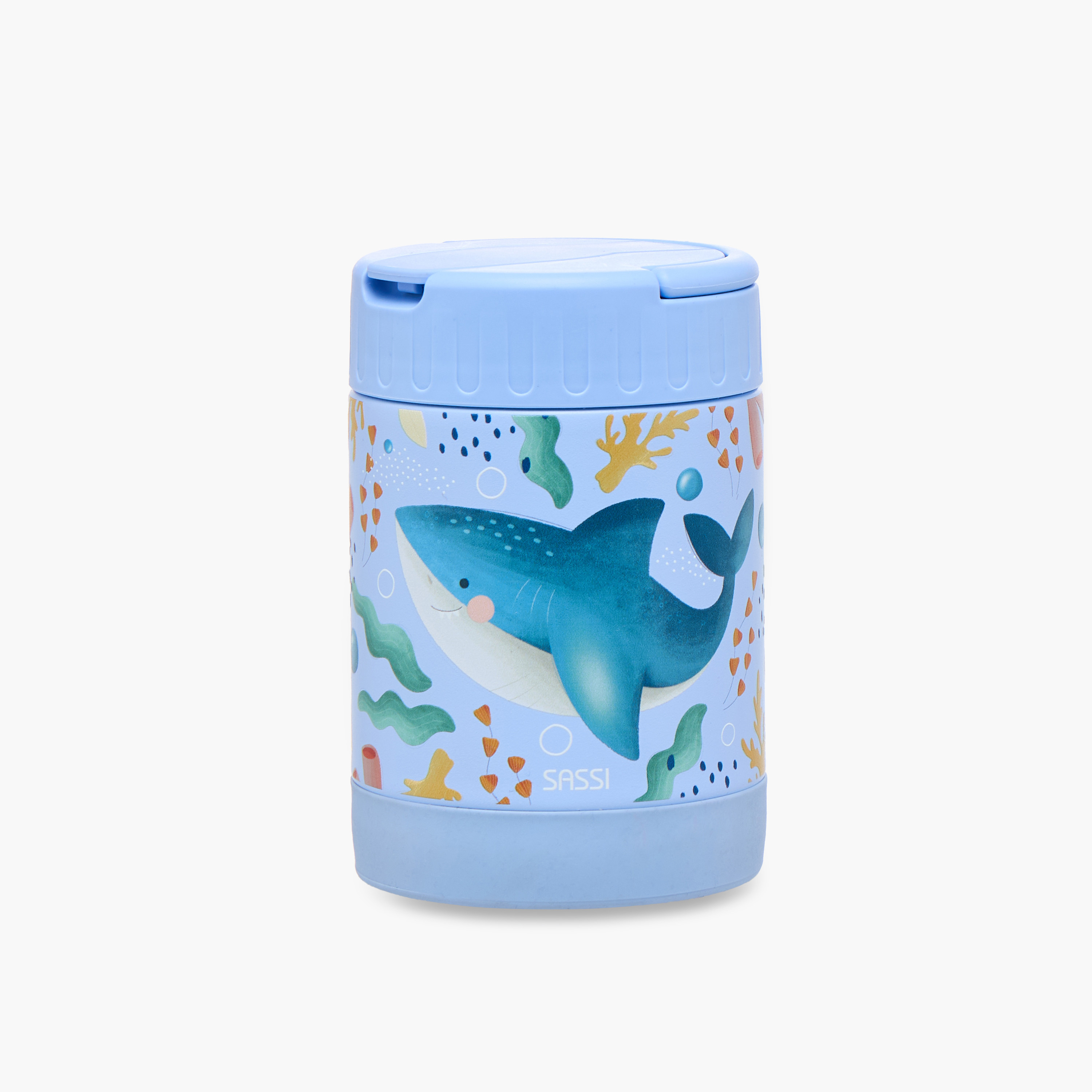 Sassi Whale Print Stainless Steel Food Jar with Handle - 350 ml-school-lunchessentials-lunchboxes-image-1