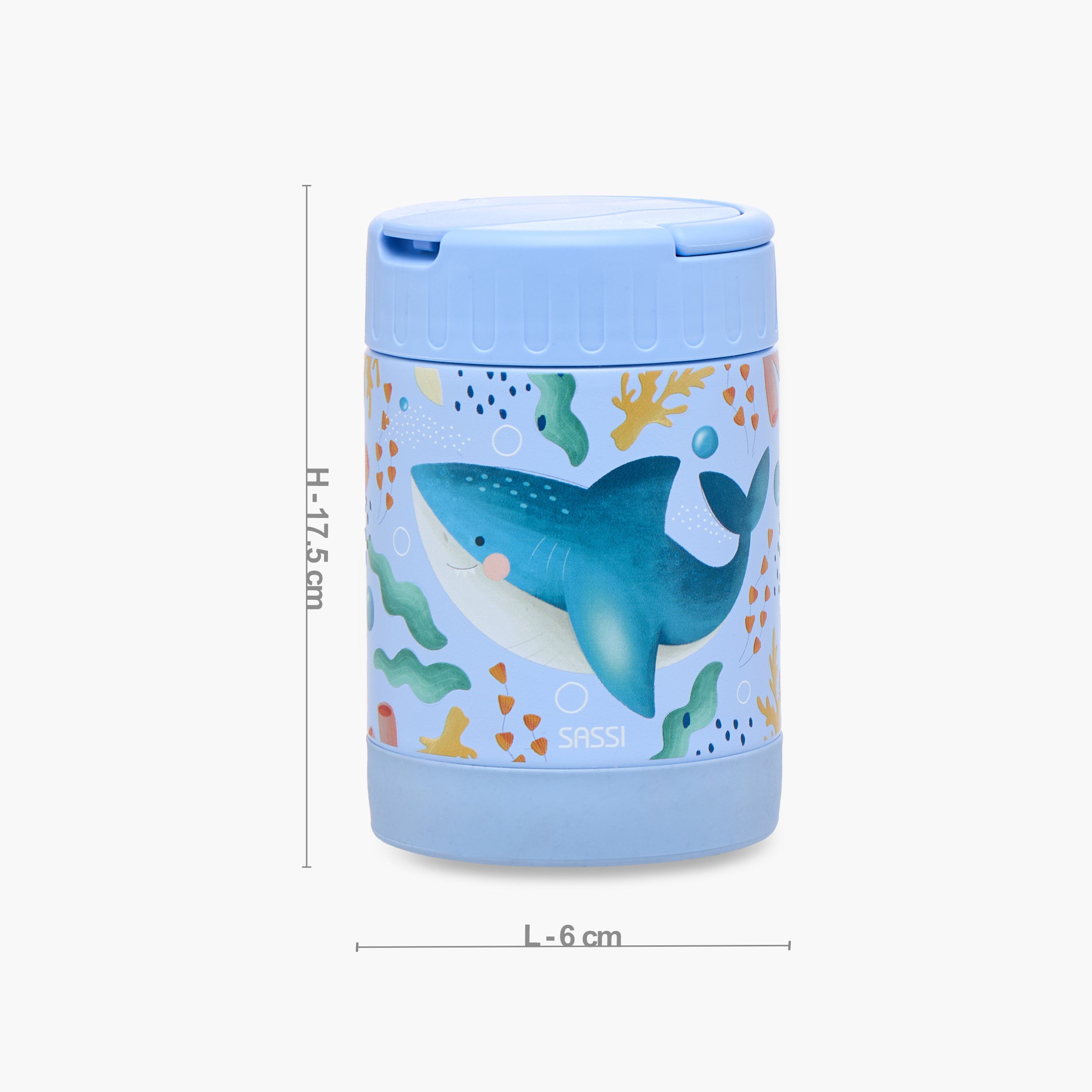 Sassi Whale Print Stainless Steel Food Jar with Handle - 350 ml-school-lunchessentials-lunchboxes-image-2