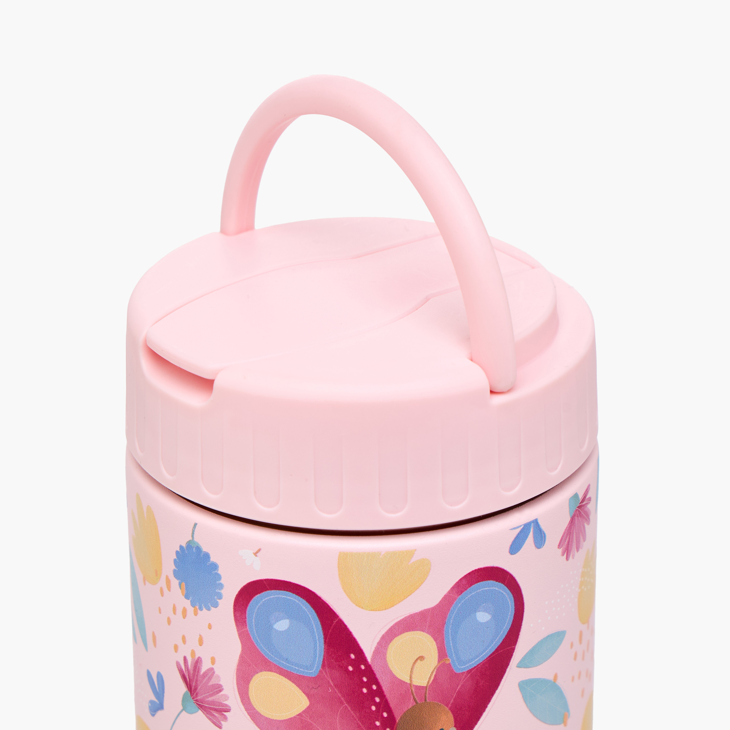 جرة طعام ستانلس ستيل بطبعات فراشة ومقبض من ساسي - 350 مل-school-lunchessentials-lunchboxes-image-3