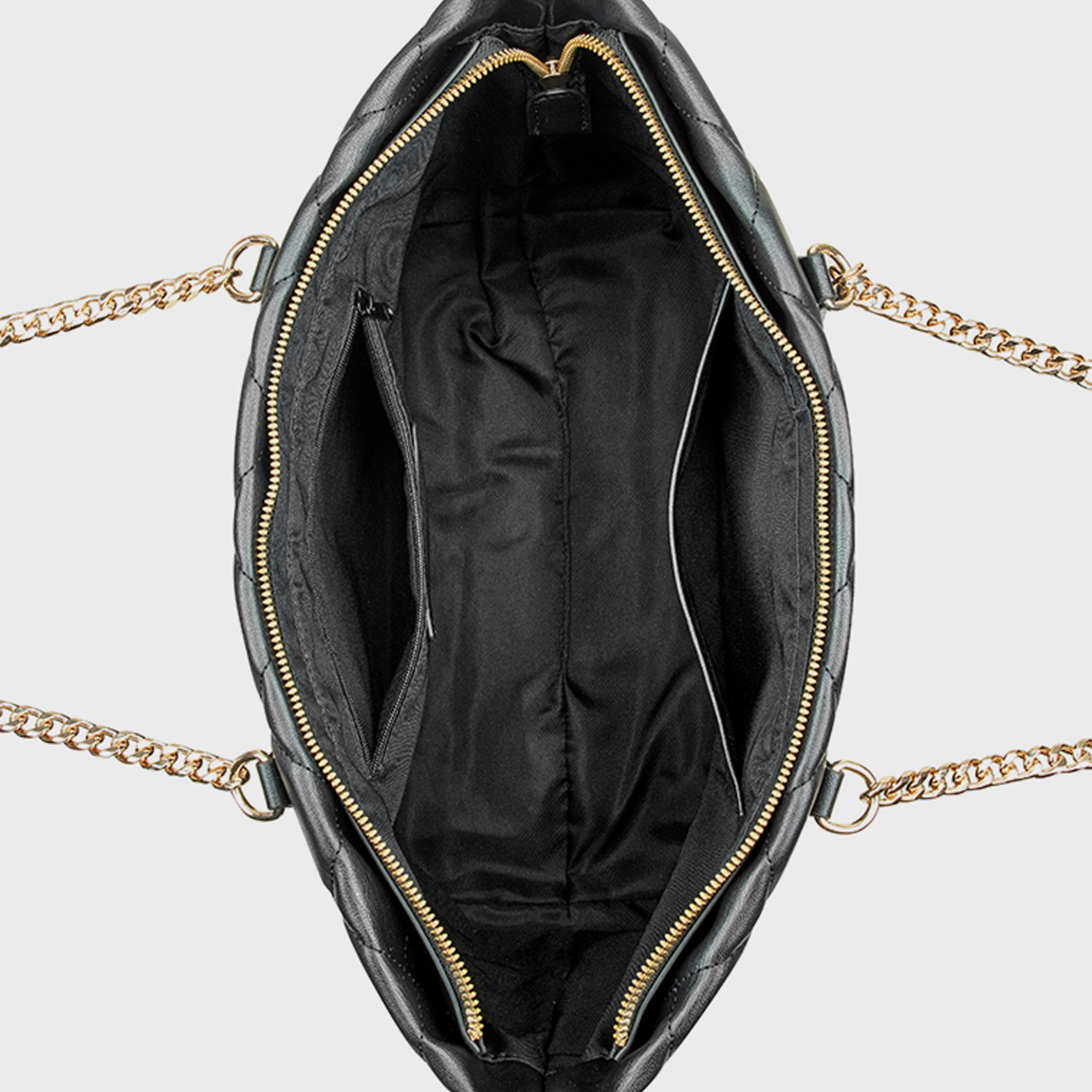 ناين ويست- شنطة كتف ميلاني مبطنة بمقبضين مع إغلاق بسحاب وحزام سلسلة-women-bagsandwallets-handbags-image-4