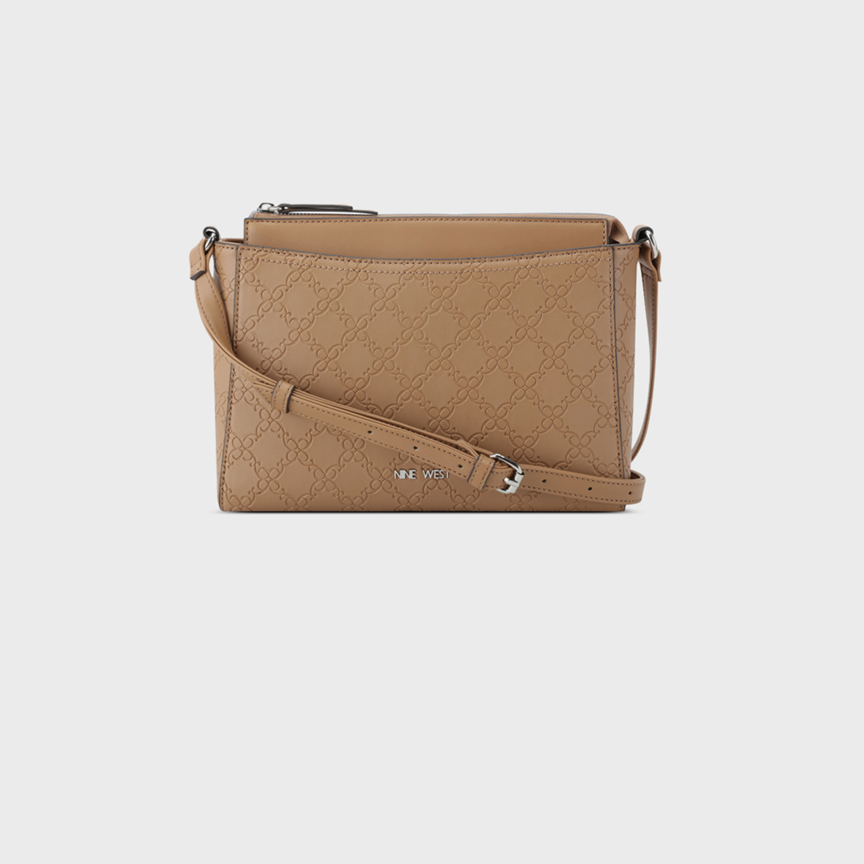 Nine West Bowie Monogram Crossbody Bag with Zipper Closure and Adjustable Strap-women-bagsandwallets-handbags-image-1