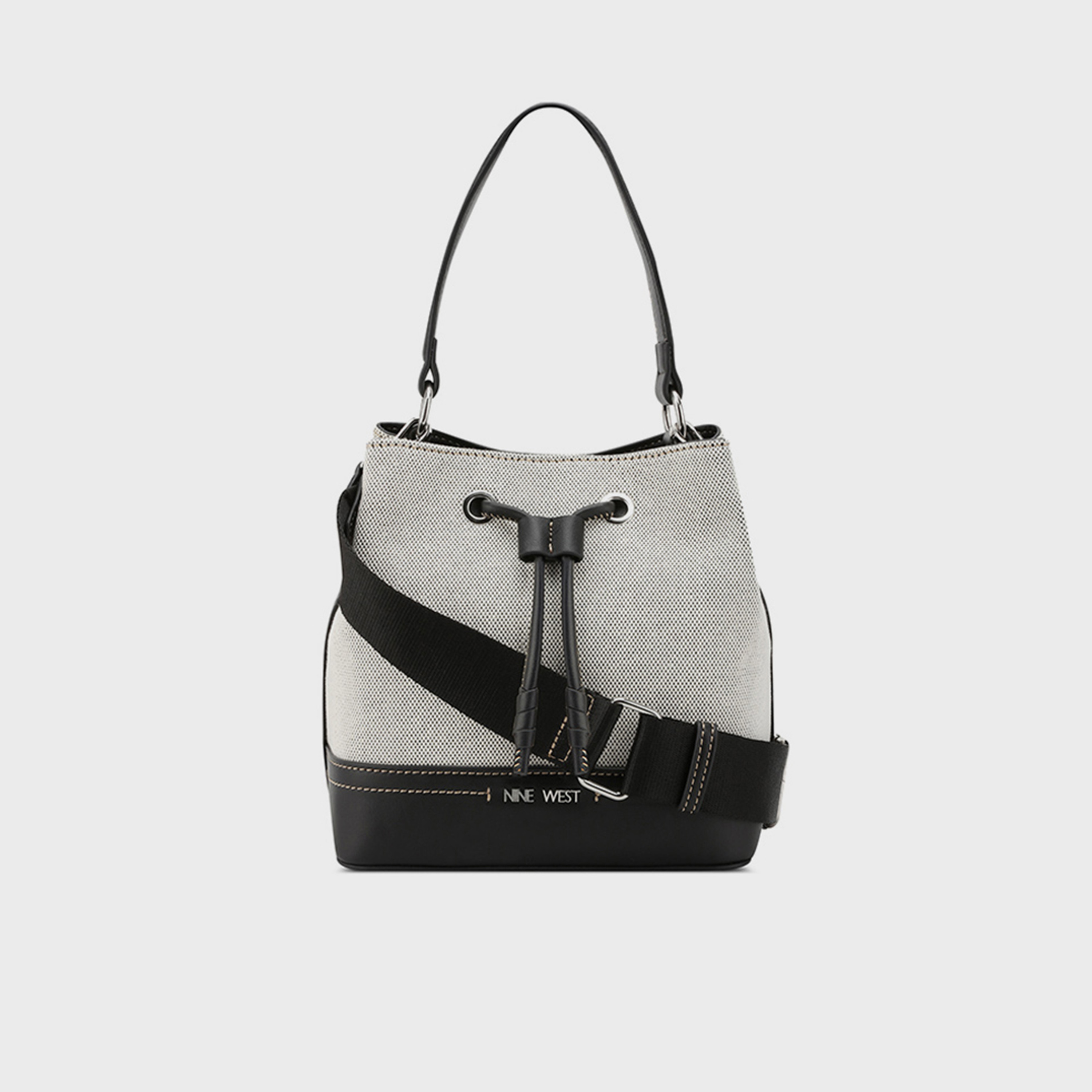 Nine West Immy Textured Top Handle Bucket Bag with Drawstring Closure and Adjustable Strap-women-bagsandwallets-handbags-image-1