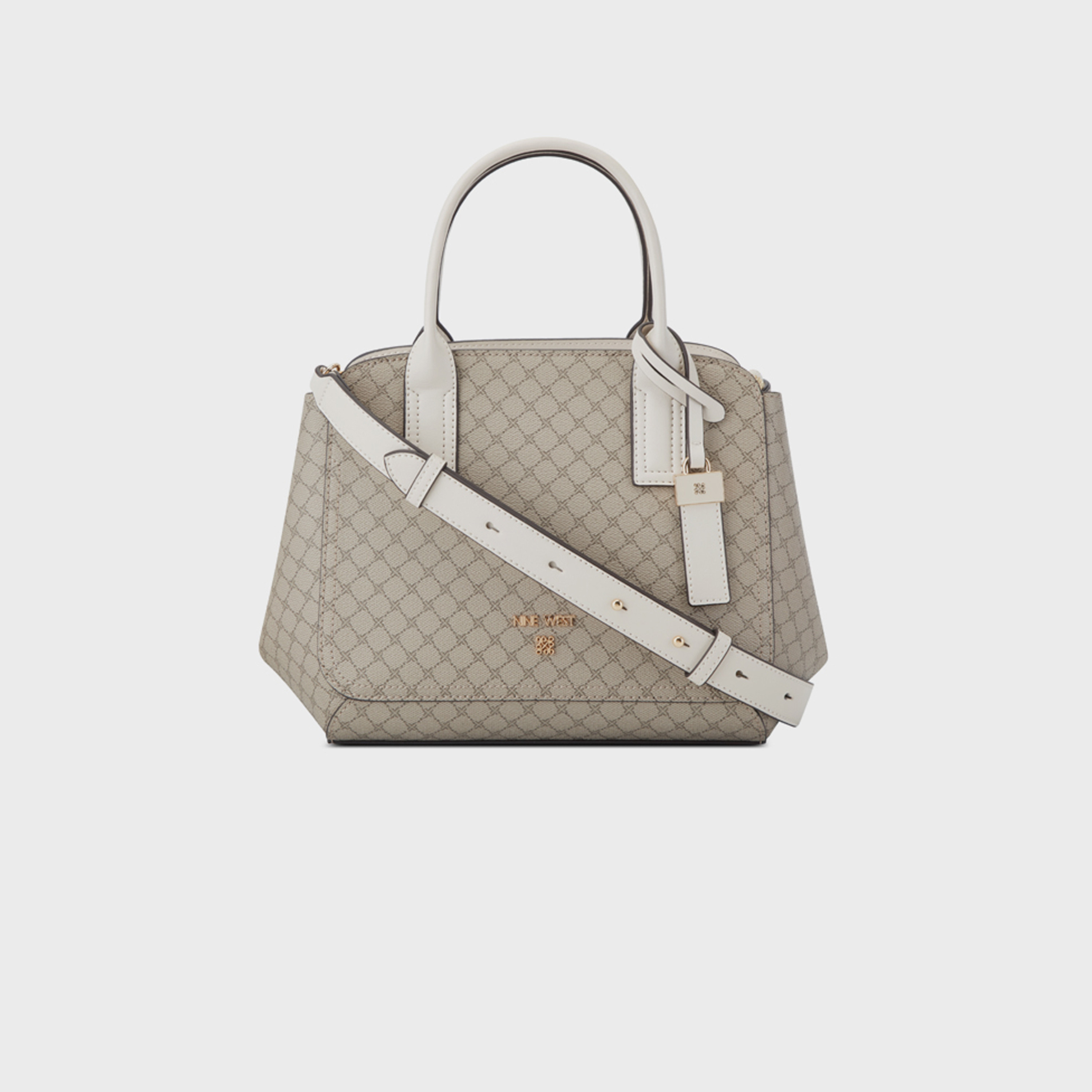 Nine West Morden Monogram Double Handle Satchel Bag with Zipper Closure and Detachable Strap-women-bagsandwallets-handbags-image-1