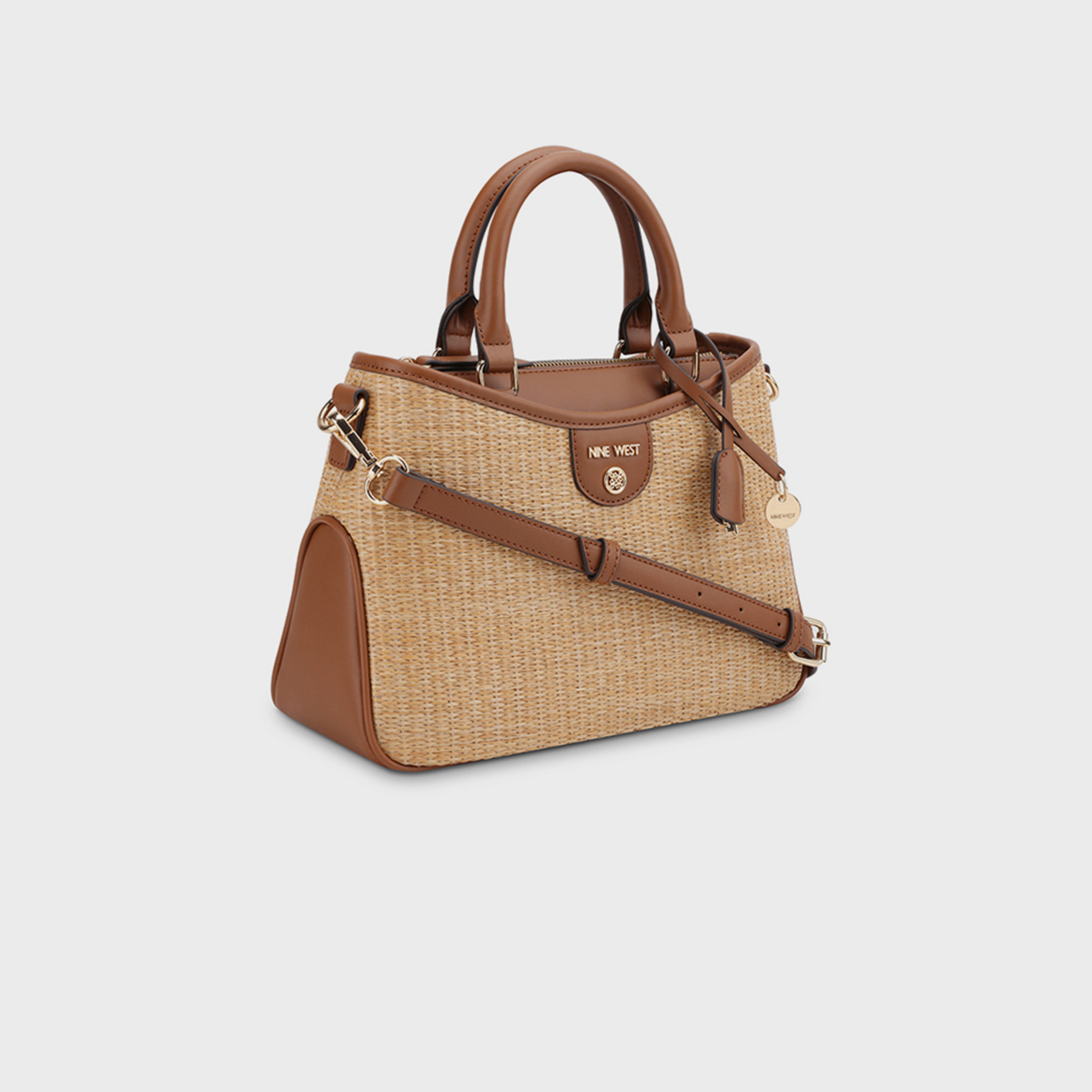 Nine West Kiley Textured Double Handle Satchel Bag with Zipper Closure and Detachable Strap-women-bagsandwallets-handbags-image-3