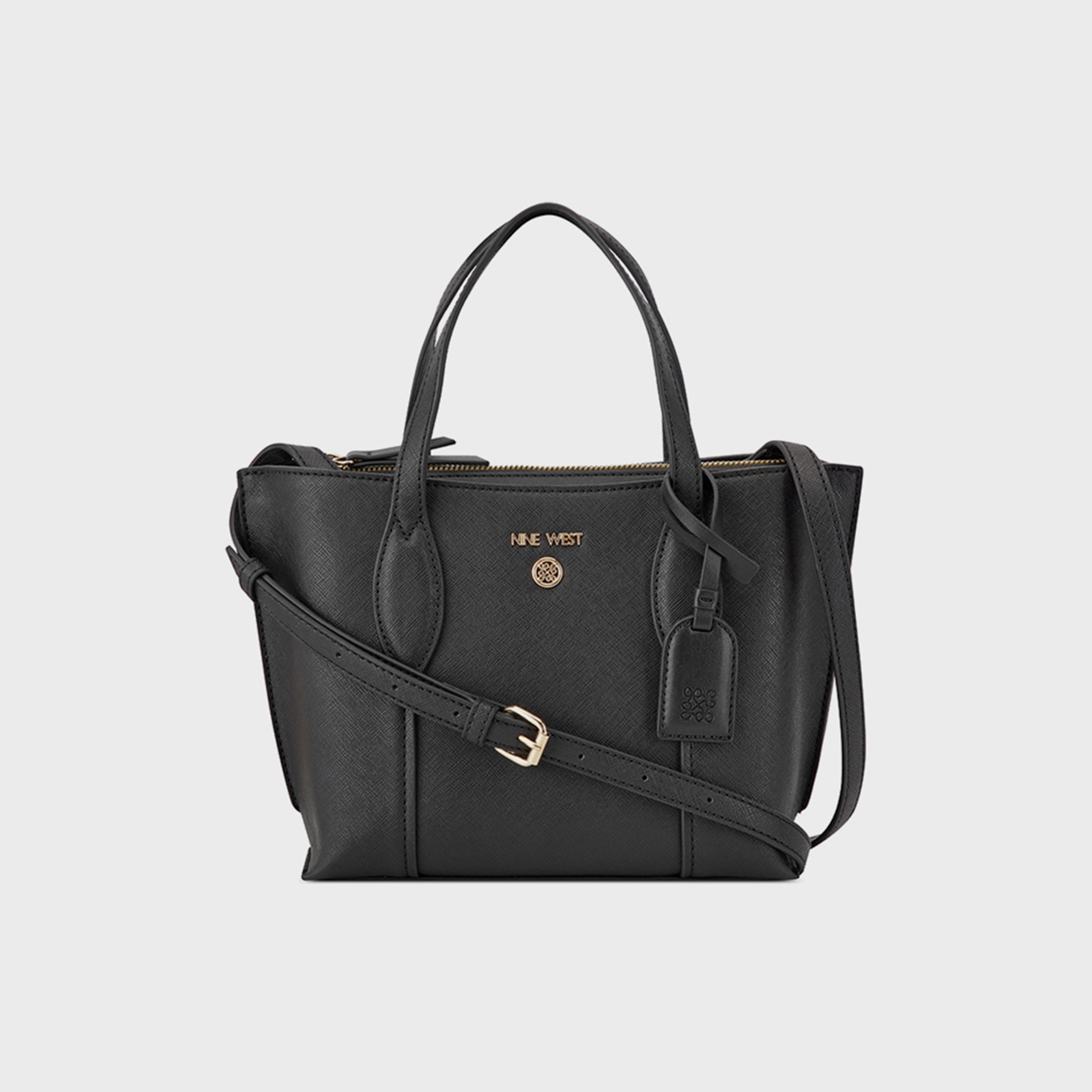 Nine West Grady Textured Double Handle Satchel Bag with Zipper Closure and Detachable Strap-women-bagsandwallets-handbags-image-1