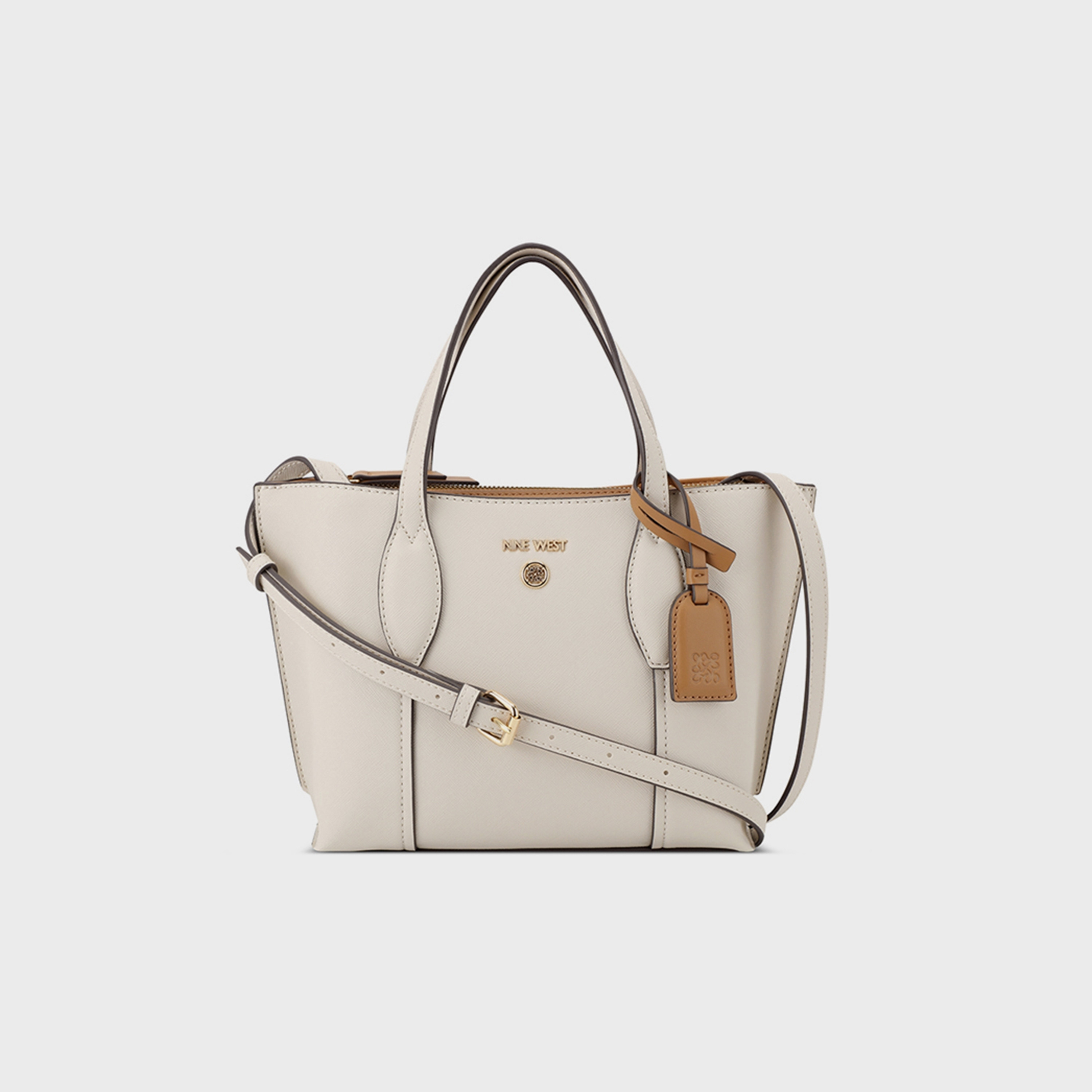 Nine West Grady Textured Double Handle Satchel Bag with Zipper Closure and Detachable Strap-women-bagsandwallets-handbags-image-1