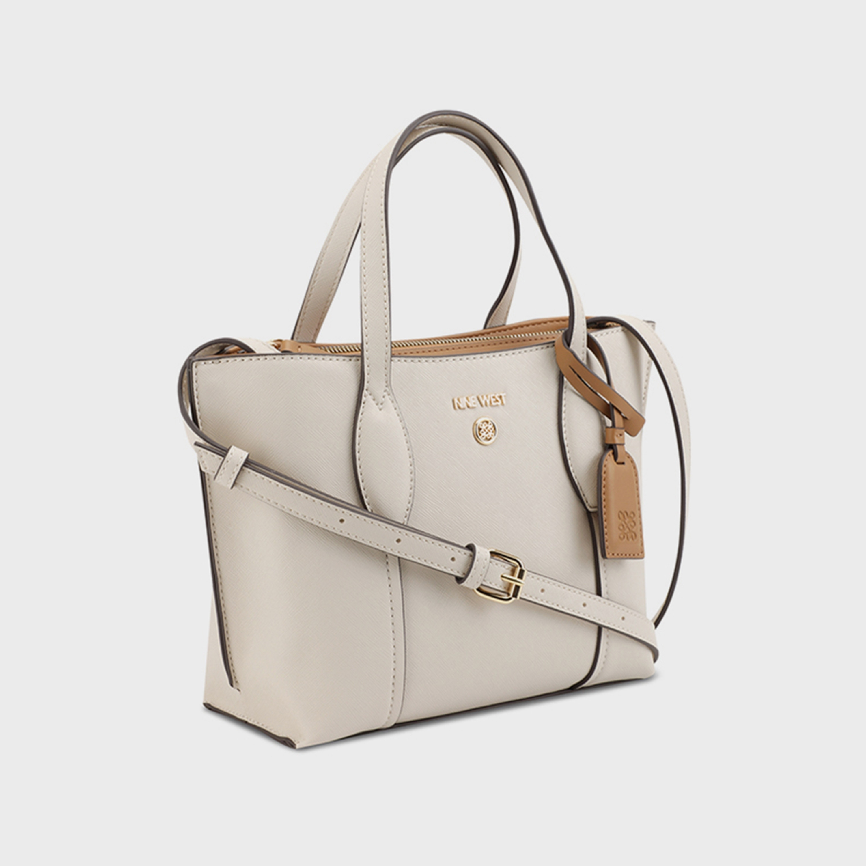 Nine West Grady Textured Double Handle Satchel Bag with Zipper Closure and Detachable Strap-women-bagsandwallets-handbags-image-2