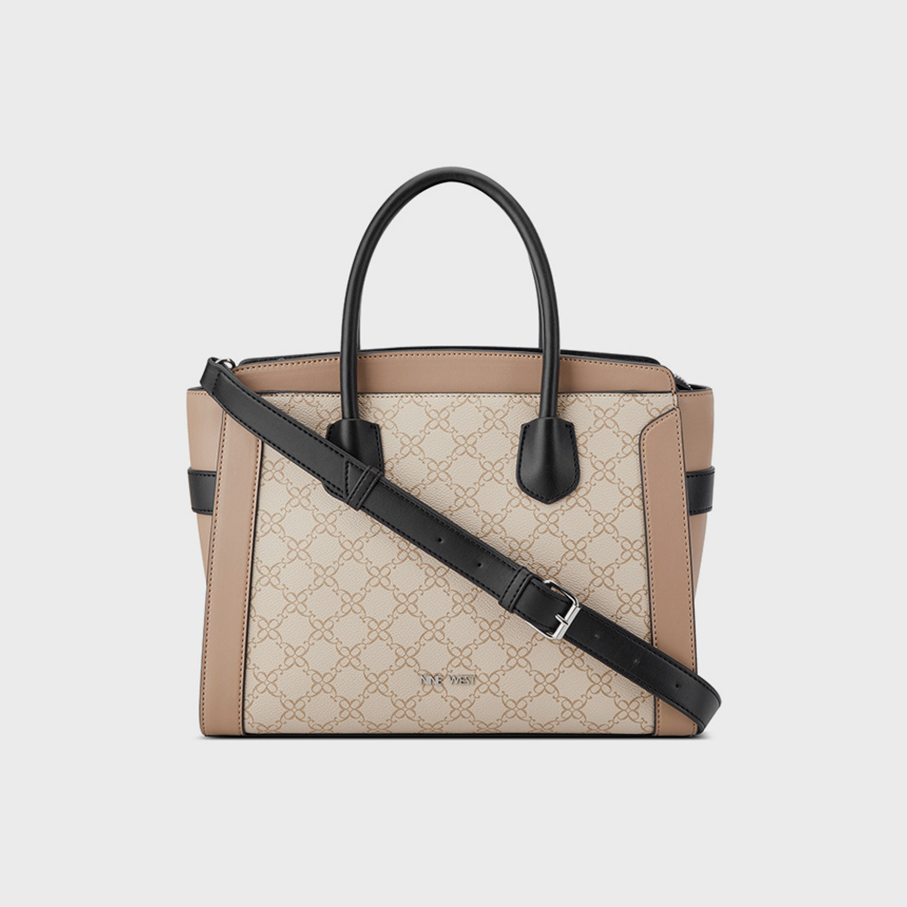 ناين ويست- شنطة مارجري مونوغرام بمقبض مزدوج مع سحاب للإغلاق وحزام قابل للفصل-women-bagsandwallets-handbags-image-1