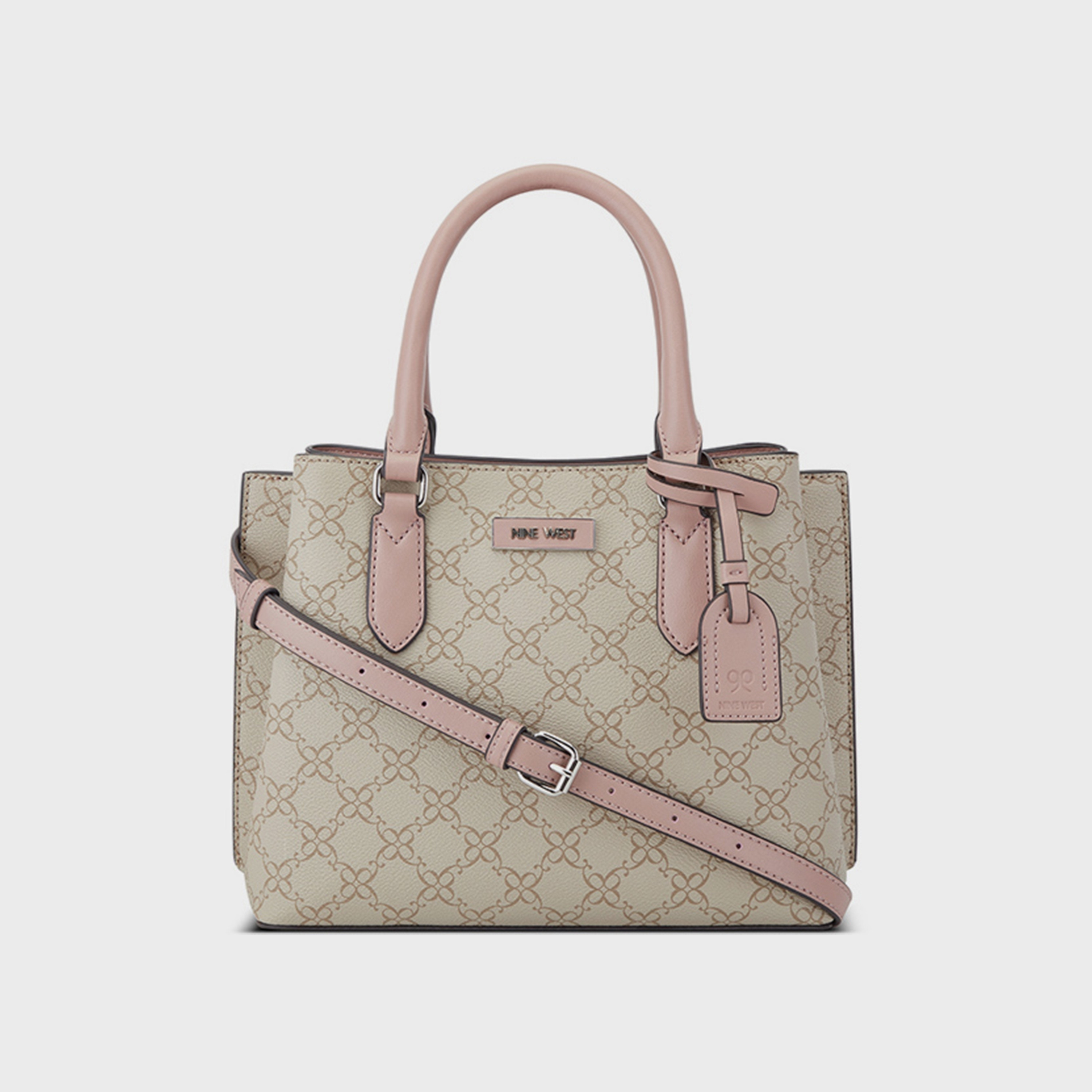 Nine West Shonda Monogram Double Handle Satchel Bag with Magnetic Closure and Detachable Strap-women-bagsandwallets-handbags-image-1