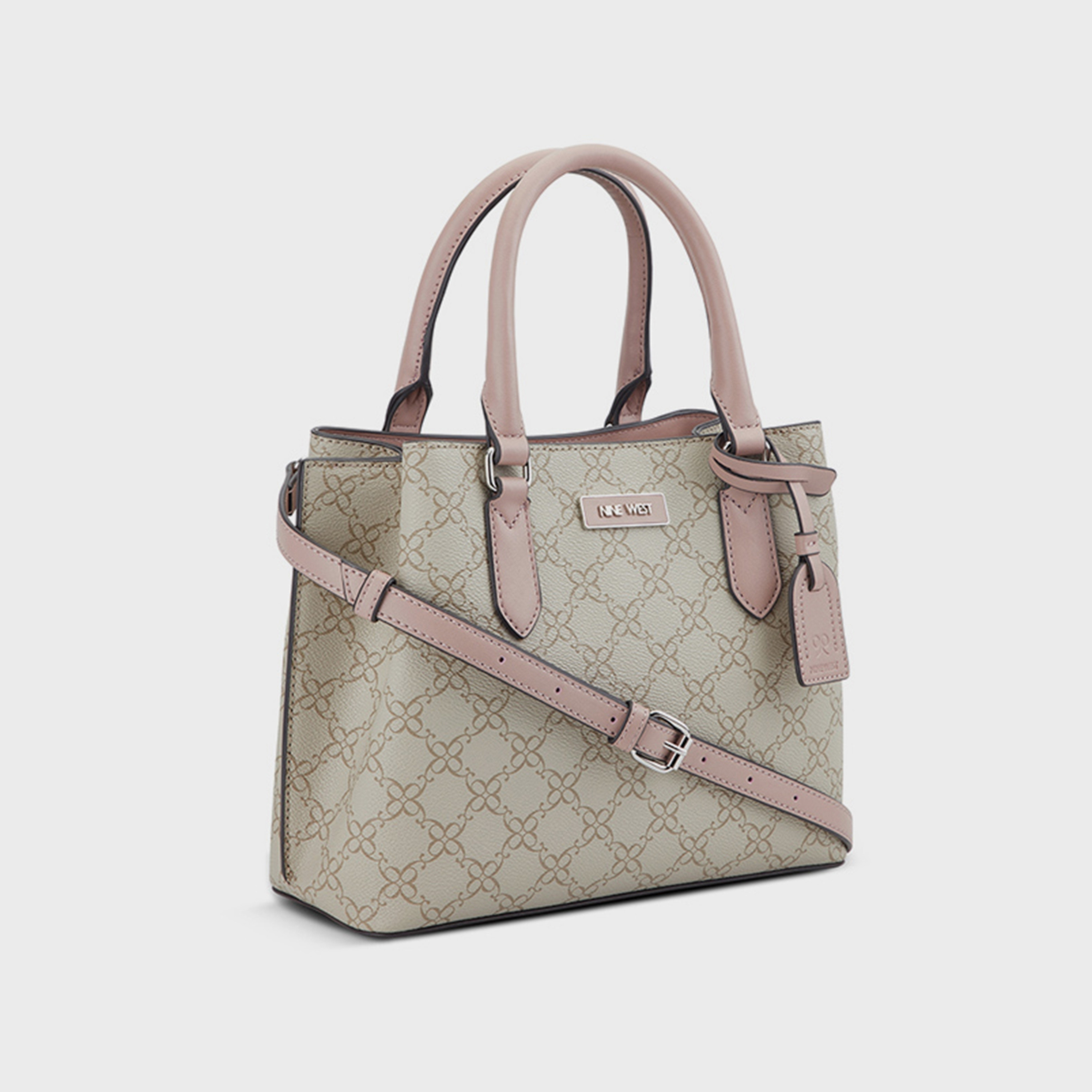 Nine West Shonda Monogram Double Handle Satchel Bag with Magnetic Closure and Detachable Strap-women-bagsandwallets-handbags-image-2