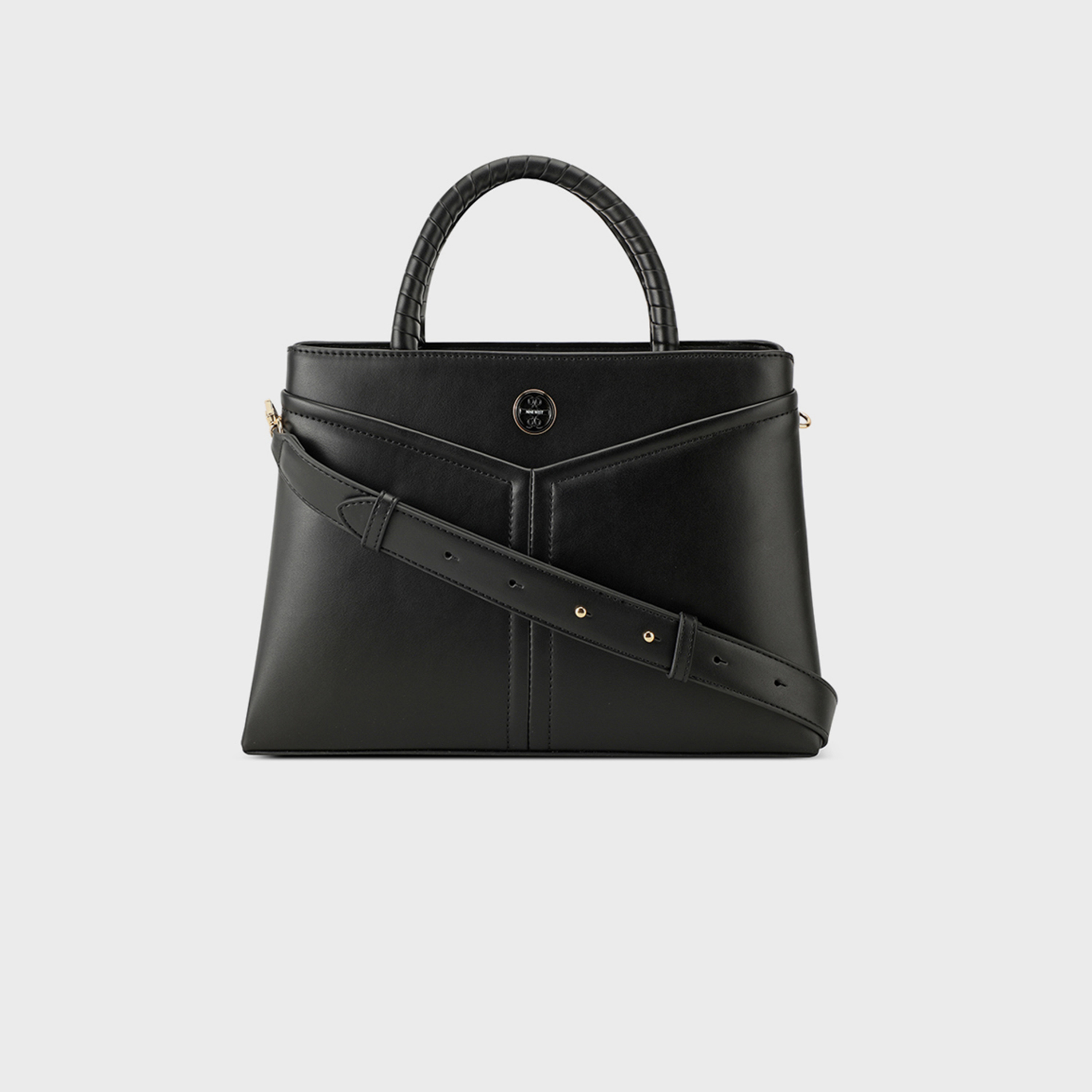 ناين ويست- شنطة ساتشيل إرينا سادة بمقبضين وقفل سحاب وحزام قابل للفصل-women-bagsandwallets-handbags-image-1