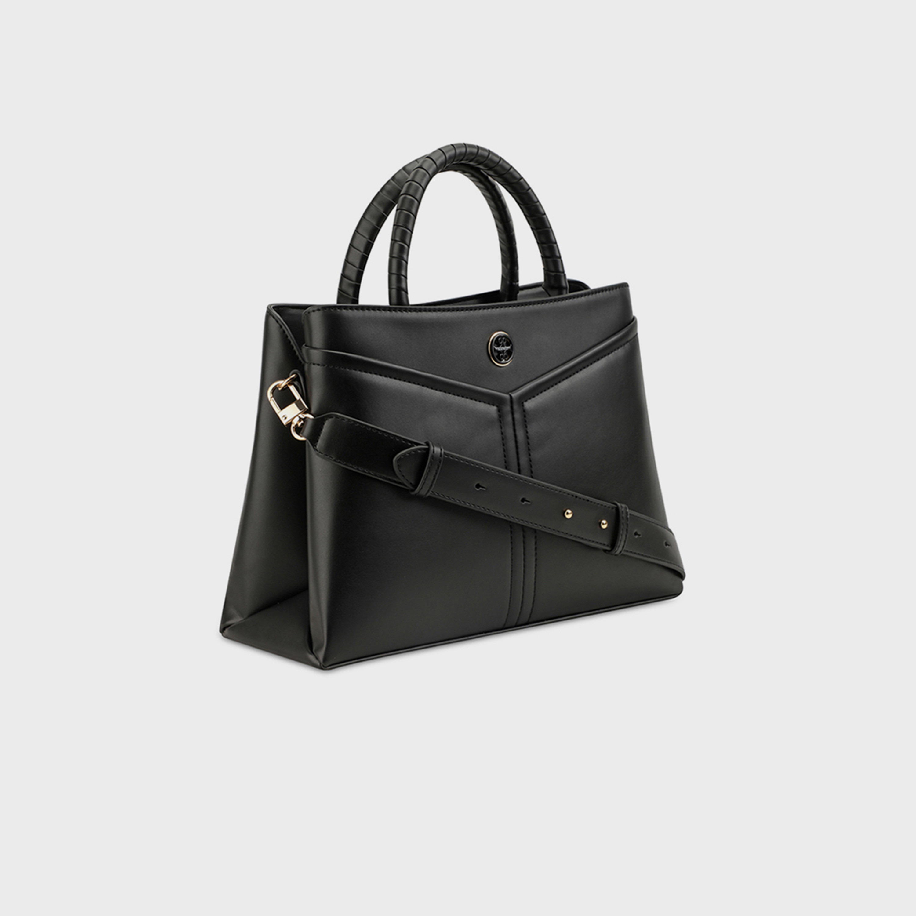 ناين ويست- شنطة ساتشيل إرينا سادة بمقبضين وقفل سحاب وحزام قابل للفصل-women-bagsandwallets-handbags-image-3