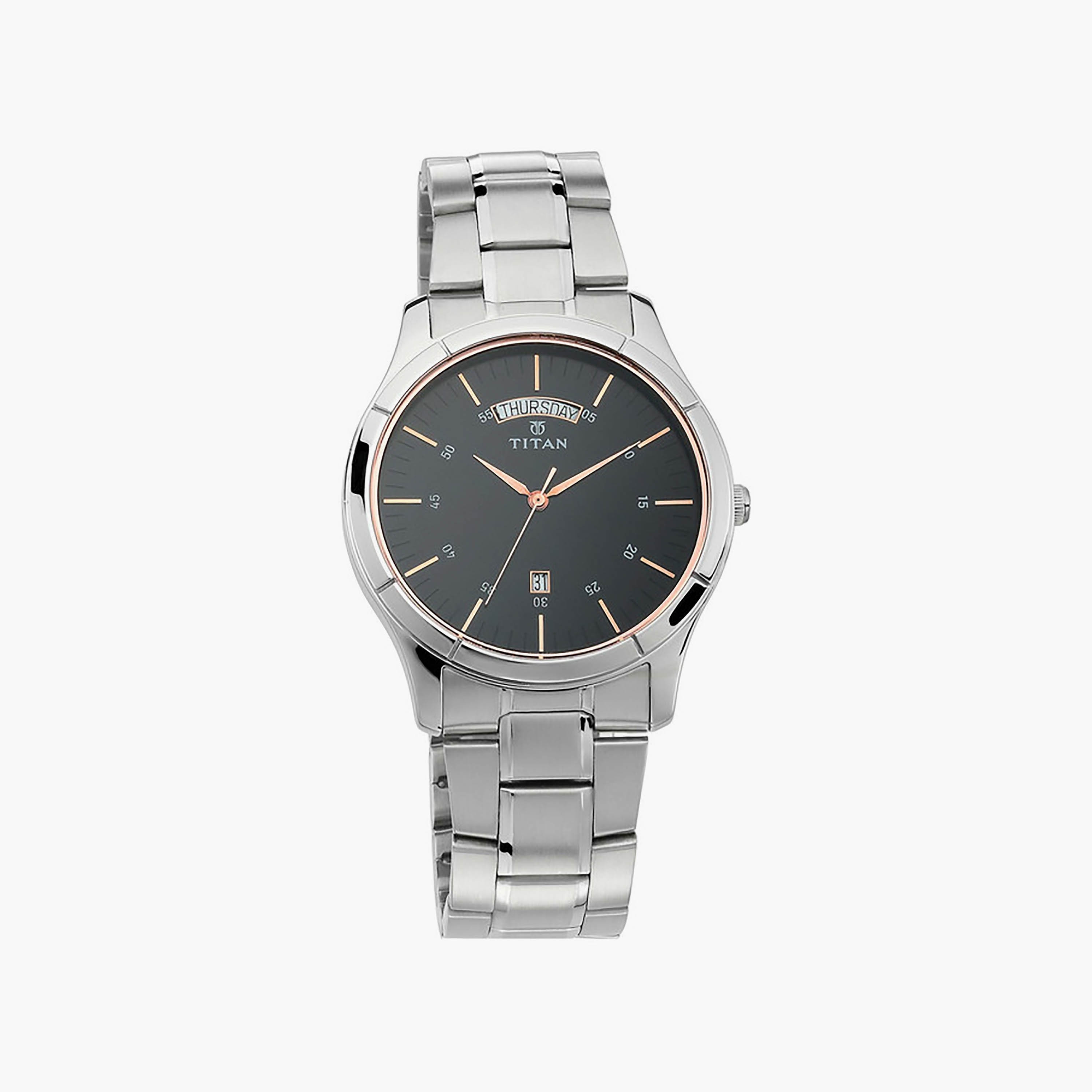 Shop Titan Men's 42 MM Silver Analog Stainless Steel Watch | 1767SM02 ...