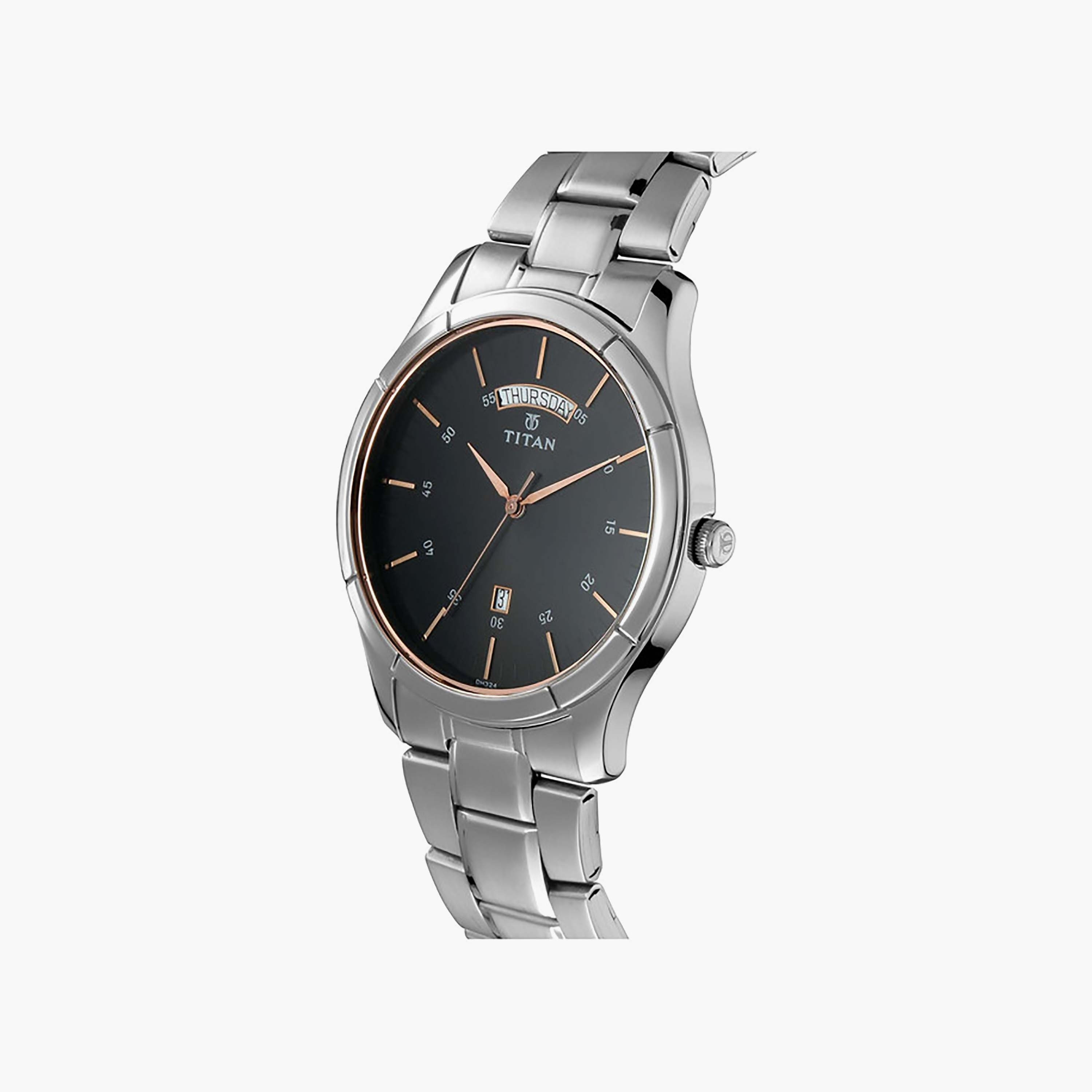 Shop Titan Men's 42 MM Silver Analog Stainless Steel Watch | 1767SM02 ...