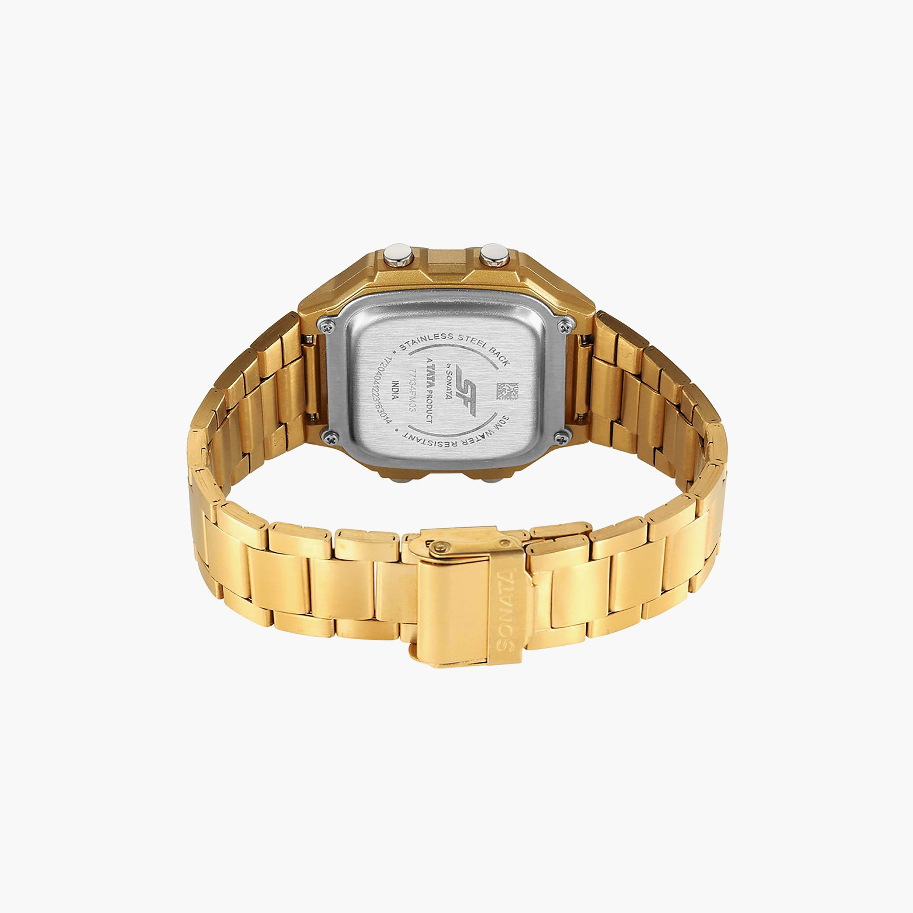 ساعة ذهبية رقمية ستانلس ستيل من سوناتا | 77134PM03-men-watchesandjewellery-watches-image-4