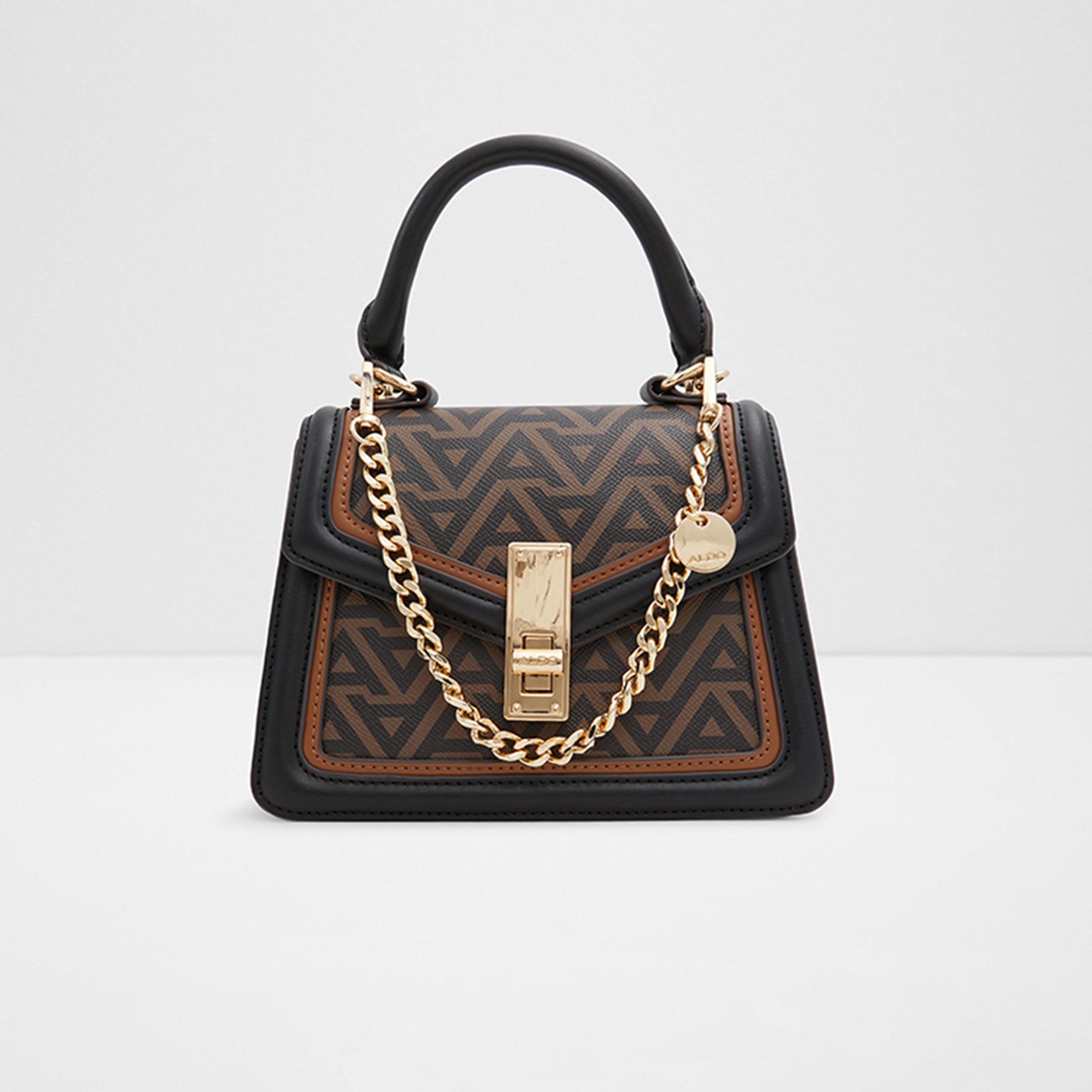 Aldo Emaline Monogram Top Handle Shoulder Bag with Twist Lock Closure and Chain Strap-women-bagsandwallets-handbags-image-1