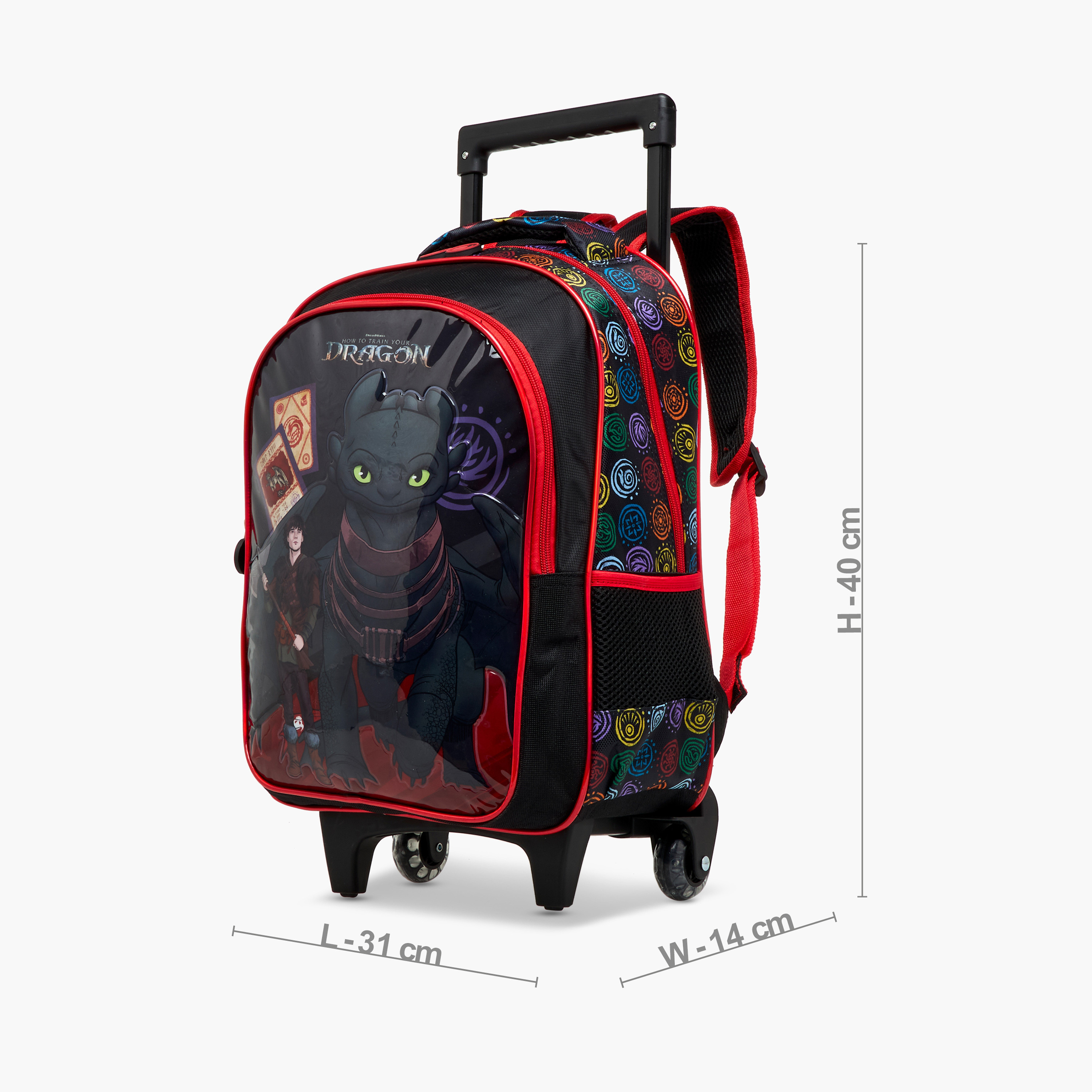 How to Train Your Dragon Print 5-Piece Trolley Backpack set - 16 inches-school-bagsandbackpacks-trolleybags-image-3