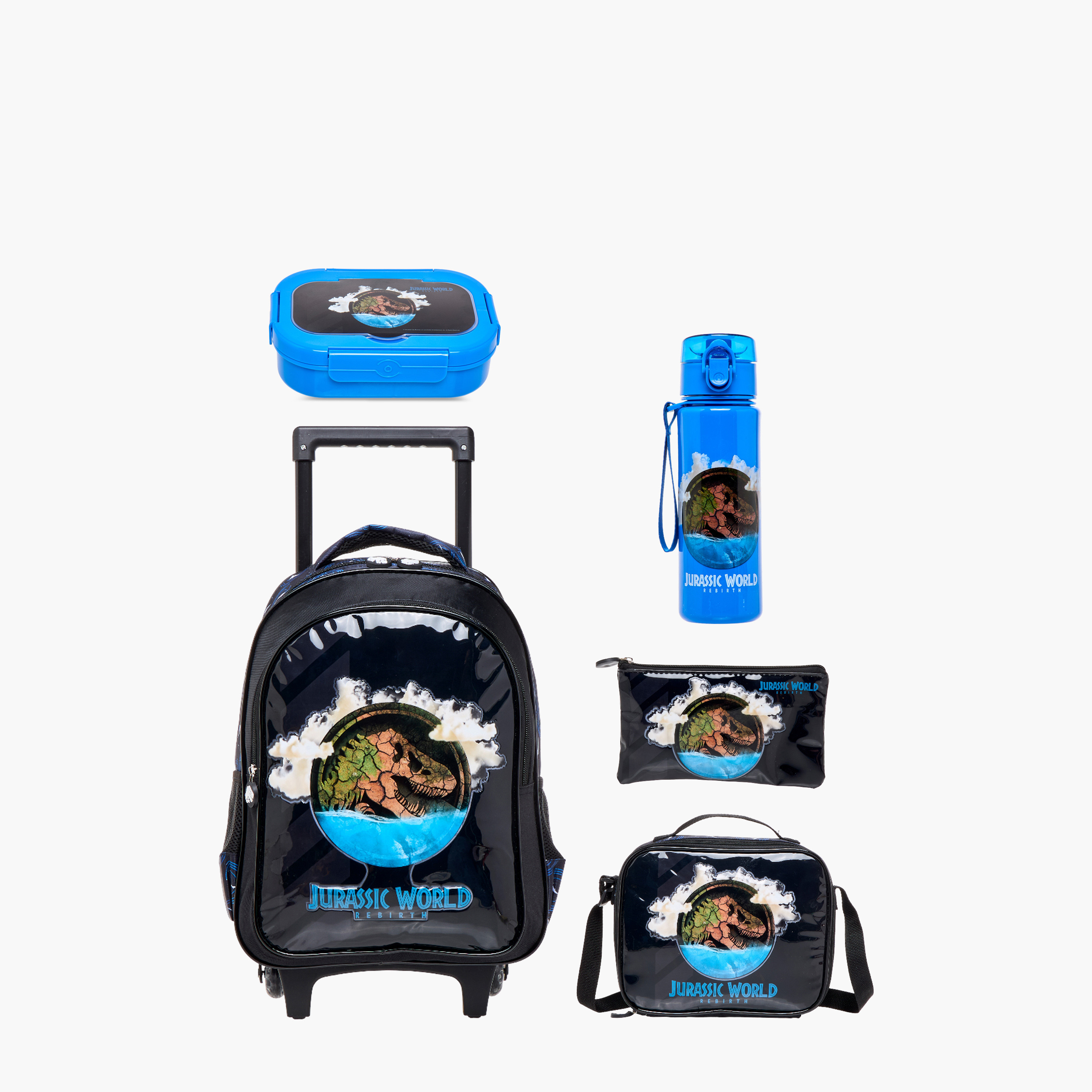 Jurassic World Print 5-Piece Trolley Backpack Set - 16 inches-school-bagsandbackpacks-trolleybags-image-1
