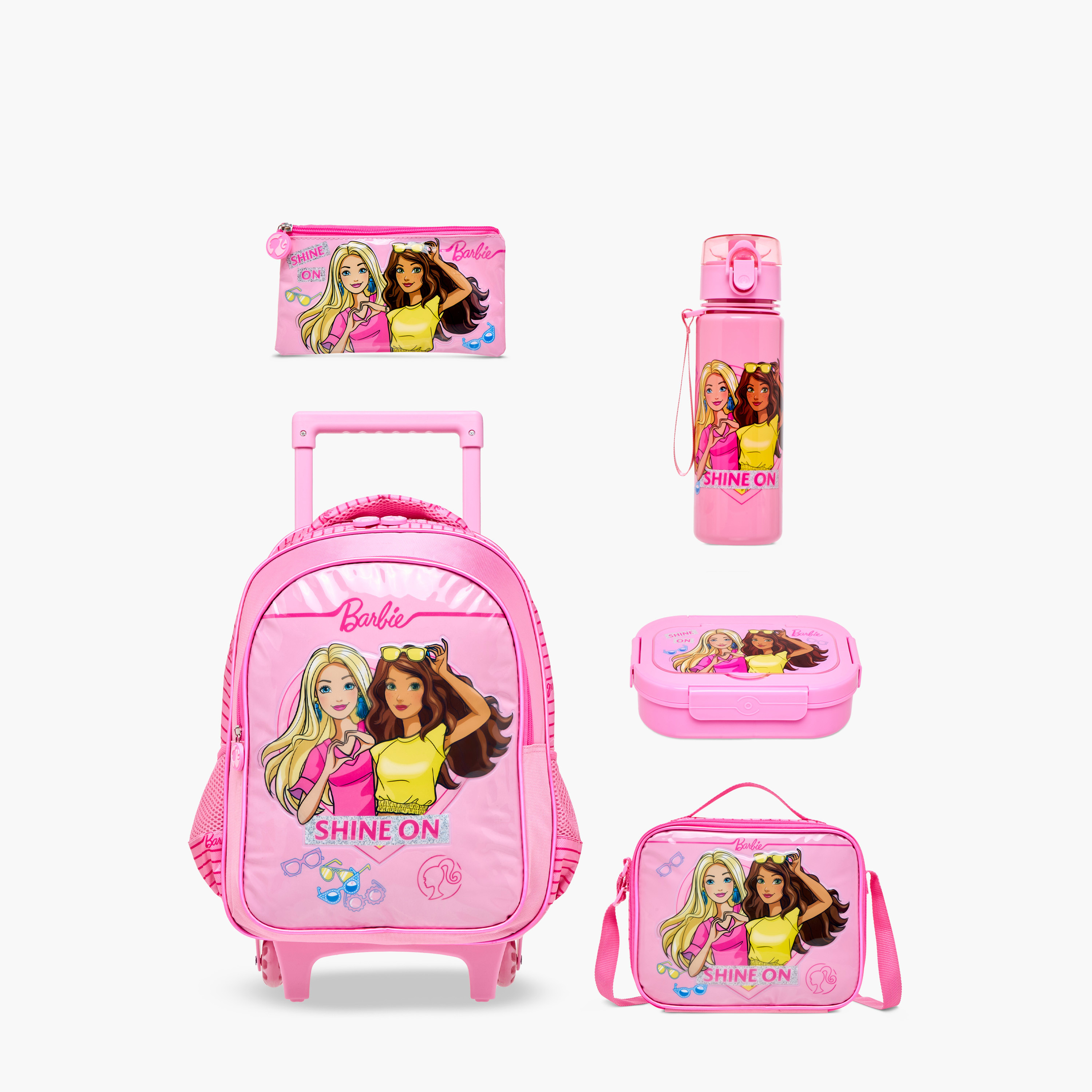 Barbie 5-Piece Printed Trolley Backpack Set - 18 inches-school-bagsandbackpacks-trolleybags-image-1
