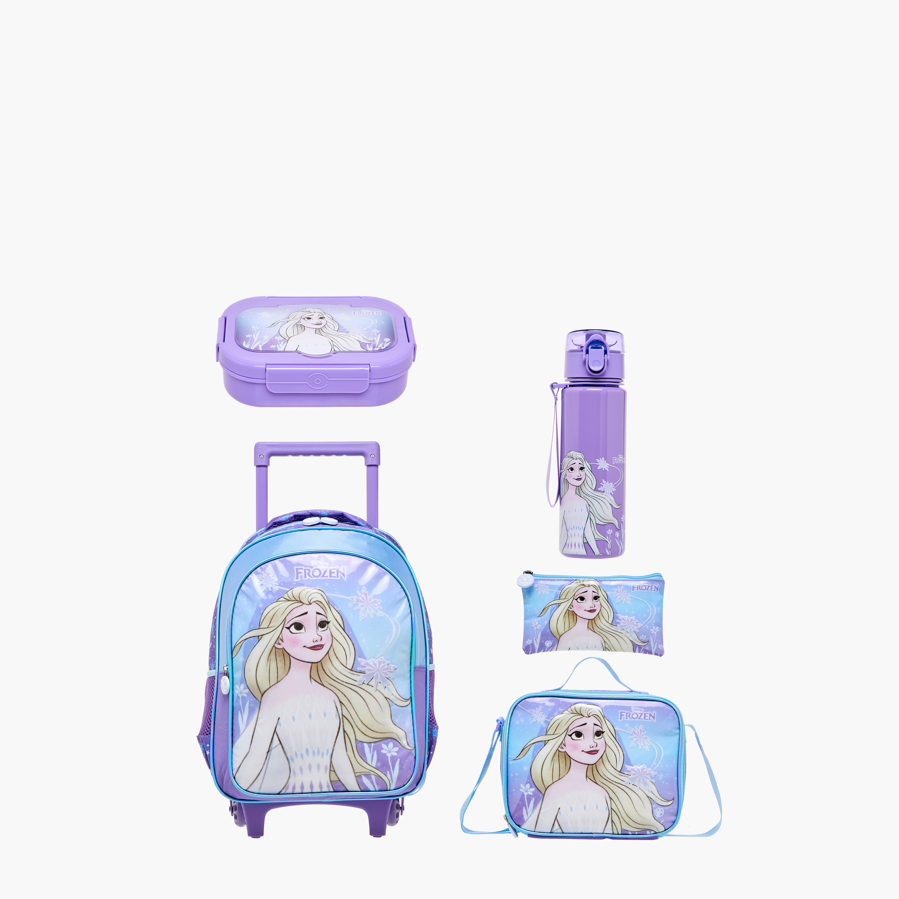 Disney Frozen Print 5-Piece Trolley Backpack Set - 16 inches-school-bagsandbackpacks-trolleybags-image-1