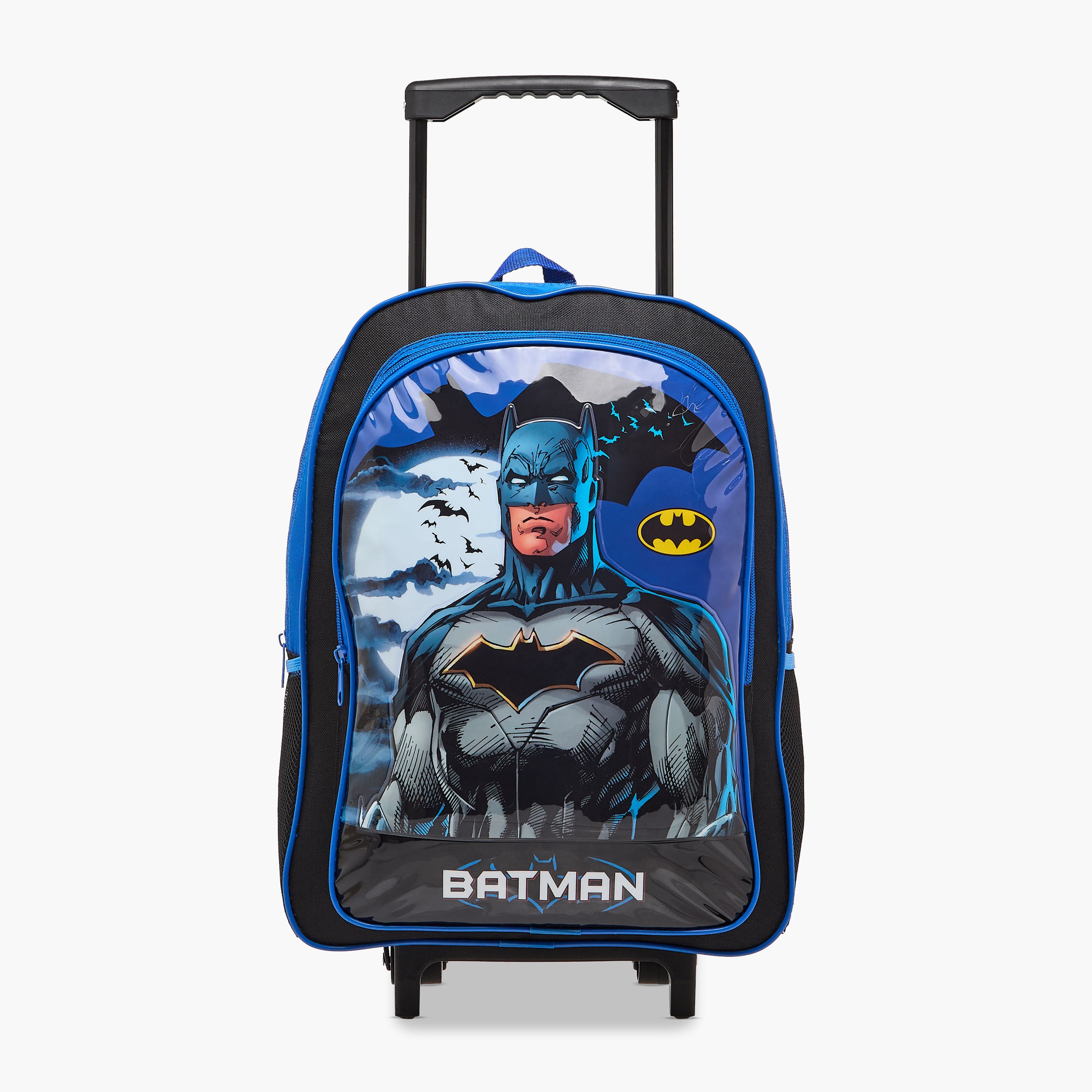 طقم شنطة ترولي مدرسية 5 قطع للأولاد 5-8 سنوات مع شنطة غداء ومقلمة بتصميم باتمان من وارنر براذرز-school-bagsandbackpacks-trolleybags-image-8