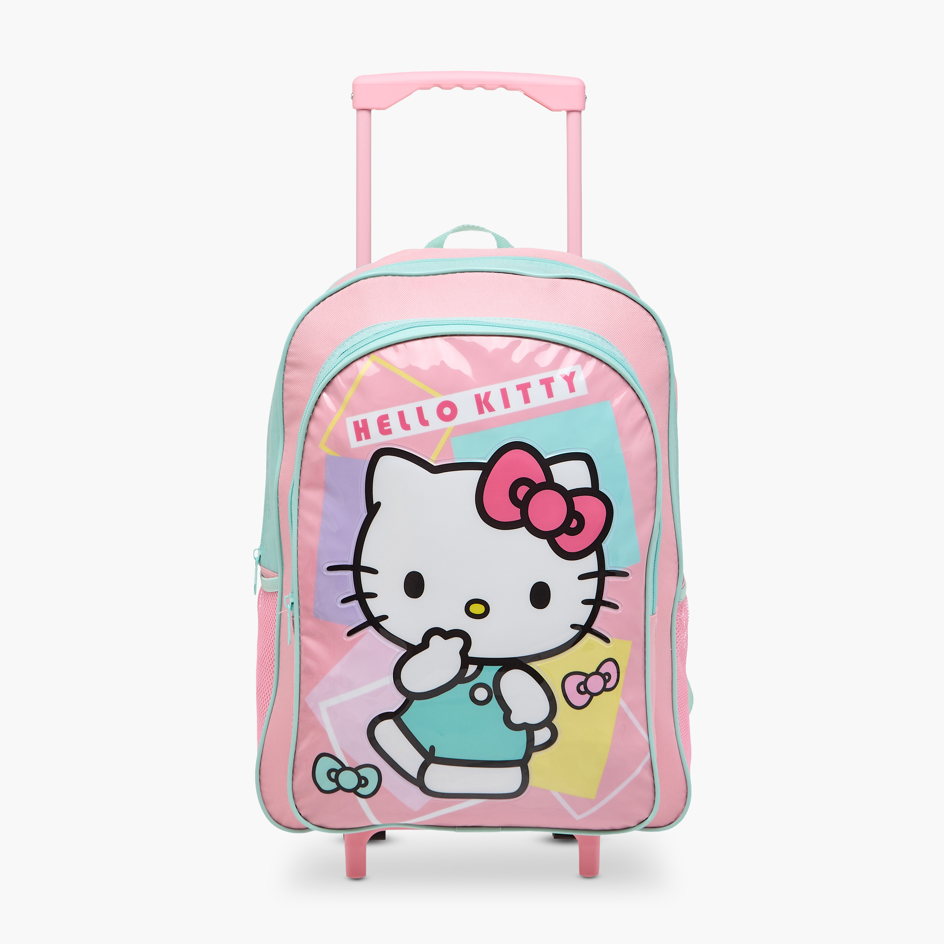 طقم شنطة ترولي مدرسية 5 قطع للبنات 5-8 سنوات مع شنطة غداء ومقلمة بتصميم هالو كيتي -school-bagsandbackpacks-trolleybags-image-5