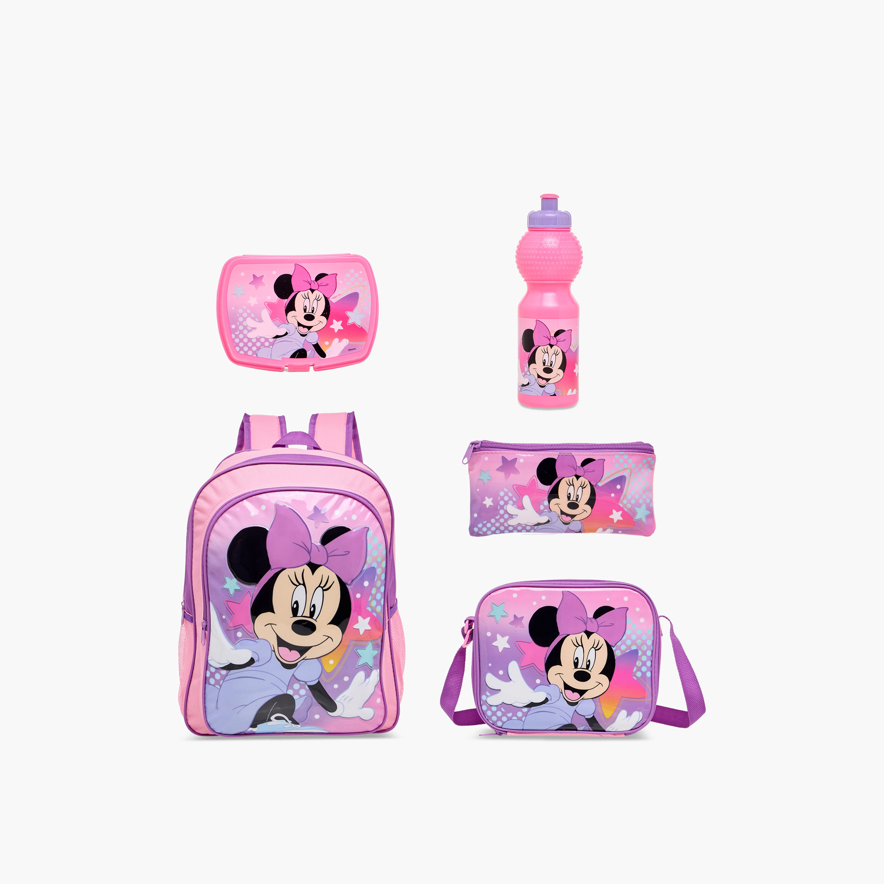 Disney Minnie 5-Piece School Backpack Set for Girls 5-8 Years with Lunch Bag and Pencil Pouch -school-bagsandbackpacks-sets-image-2
