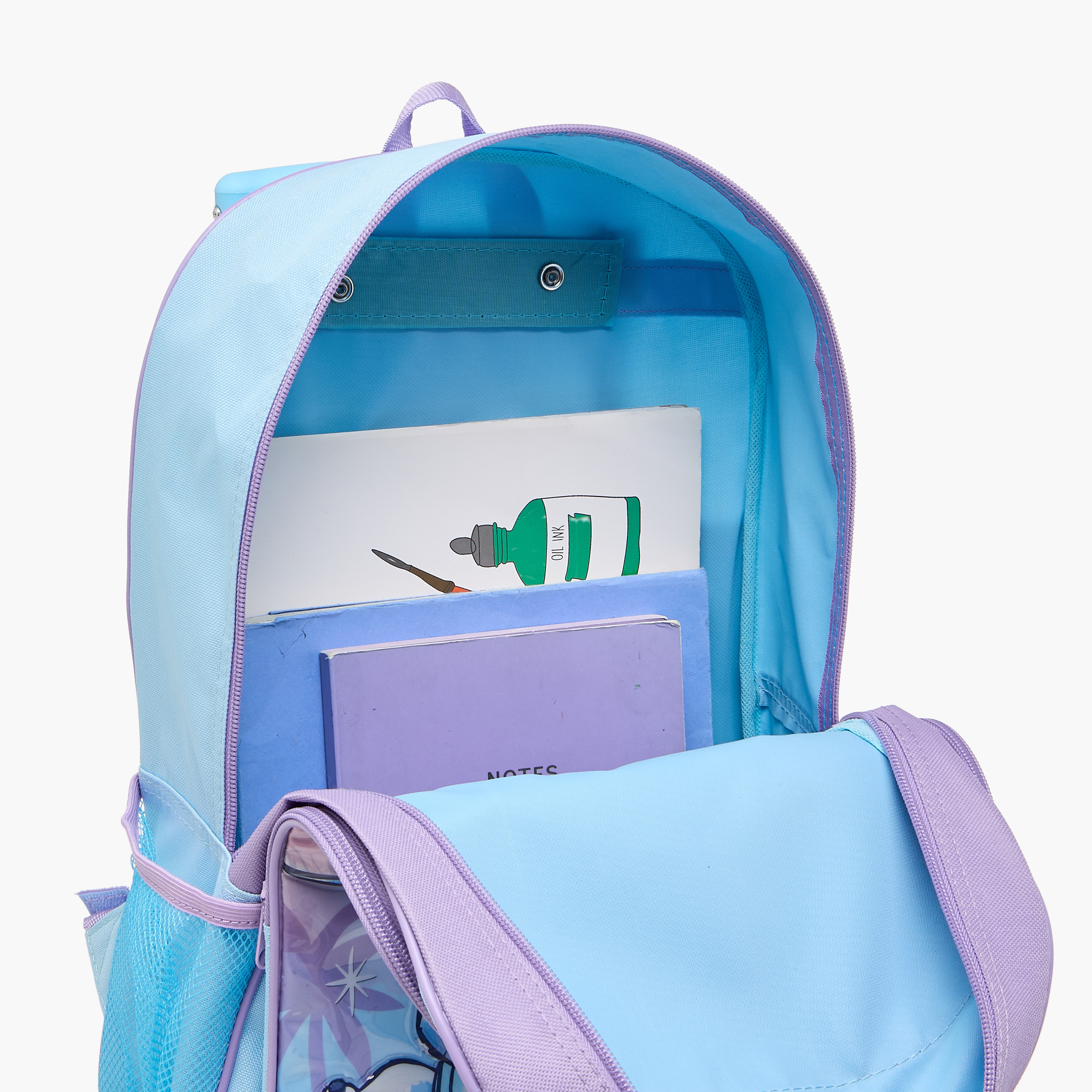 طقم شنطة ترولي مدرسية 5 قطع للبنات 5-8 سنوات مع شنطة غداء ومقلمة بتصميم ستيتش من ديزني-school-bagsandbackpacks-trolleybags-image-17