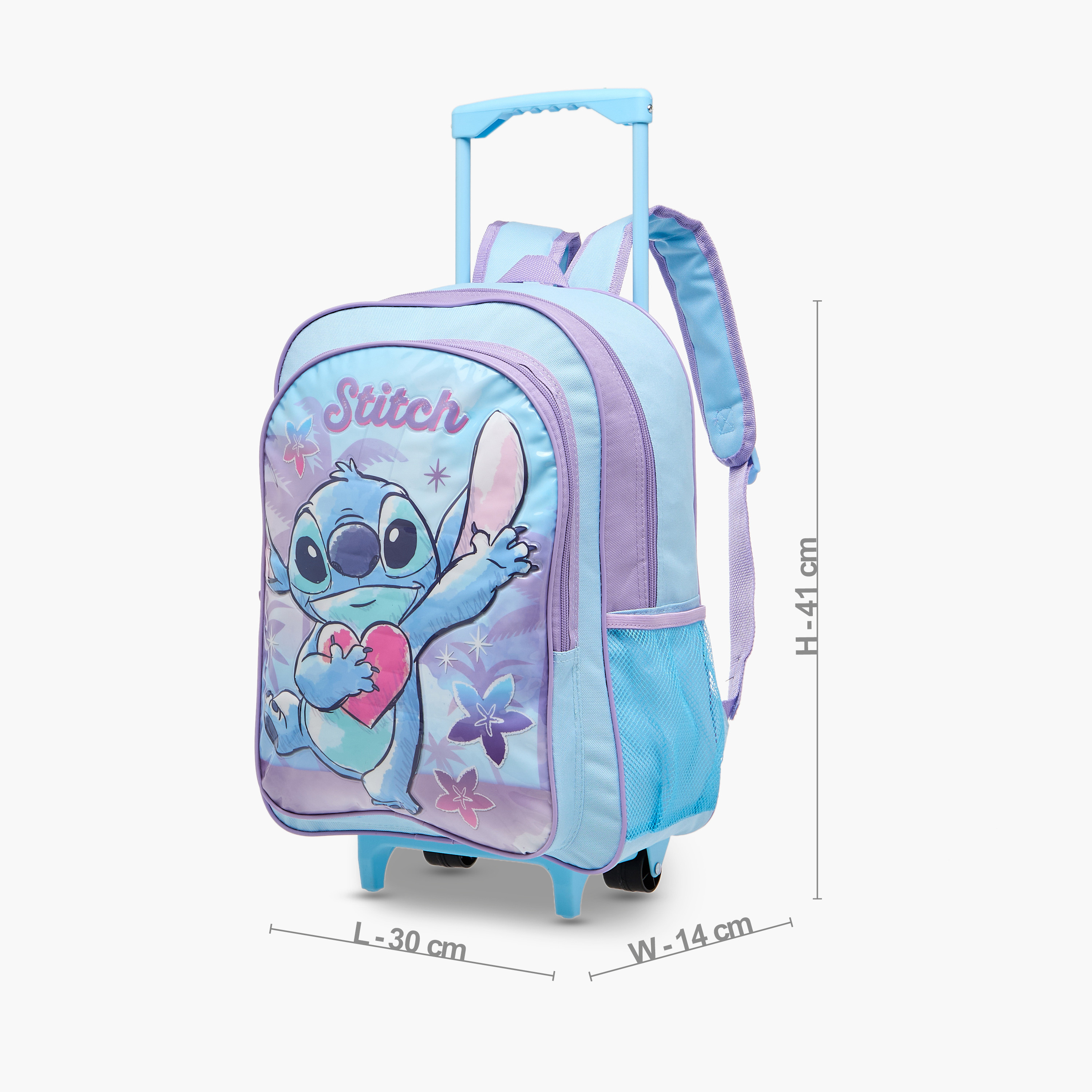 طقم شنطة ترولي مدرسية 5 قطع للبنات 5-8 سنوات مع شنطة غداء ومقلمة بتصميم ستيتش من ديزني-school-bagsandbackpacks-trolleybags-image-7