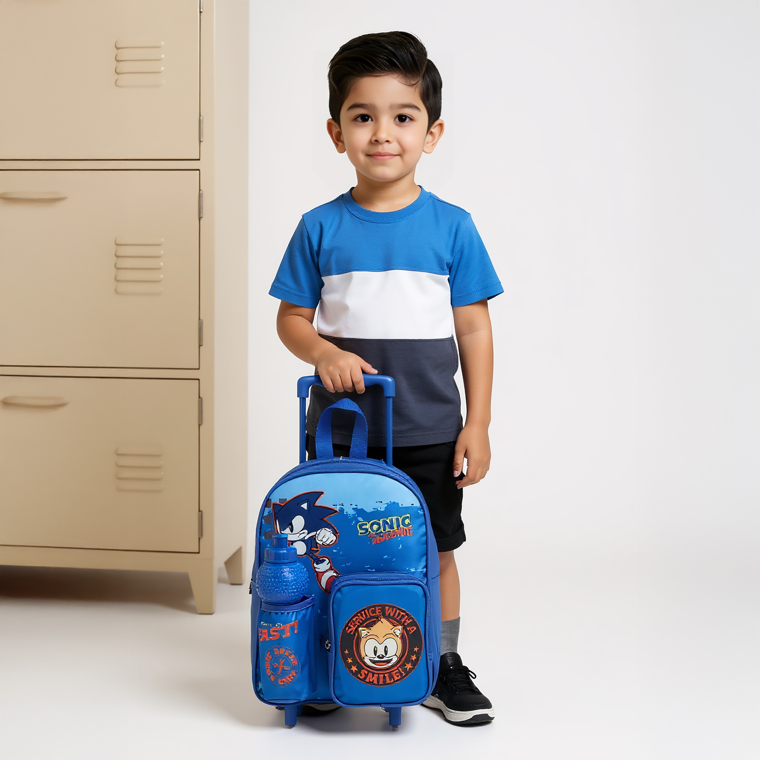 Sonic Printed 3-Piece Trolley Backpack Set - 14 inches-school-bagsandbackpacks-trolleybags-image-3