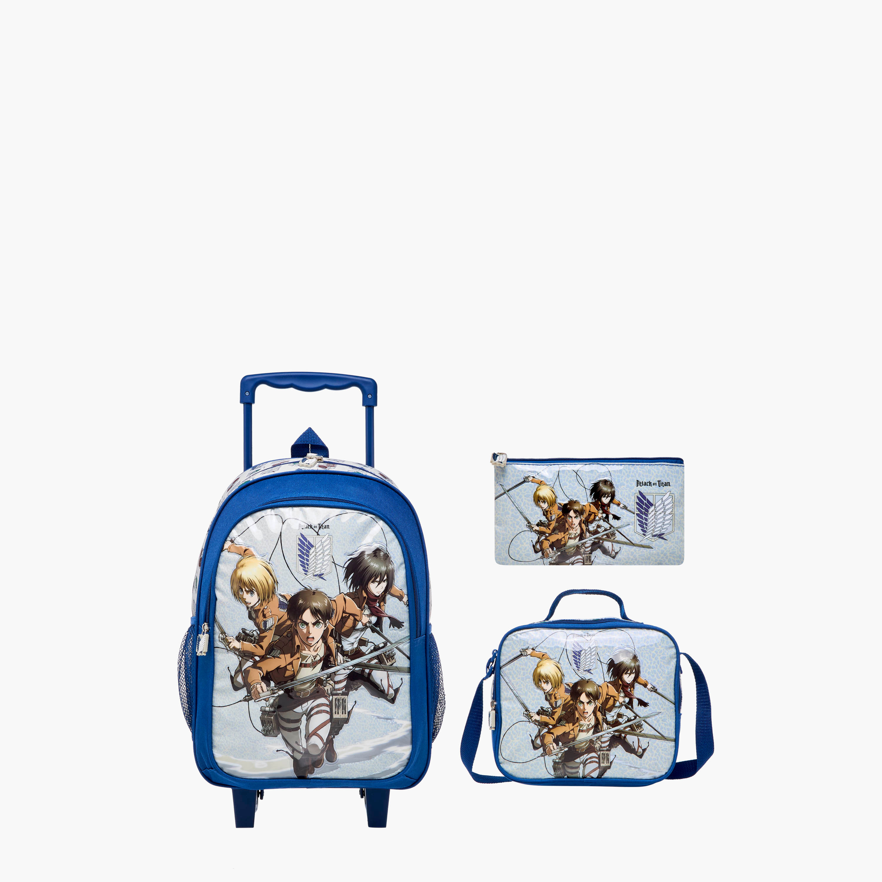 Kodansha 3-Piece Attack On Titan Print Trolley Backpack Set - 16 inches-school-bagsandbackpacks-trolleybags-image-1