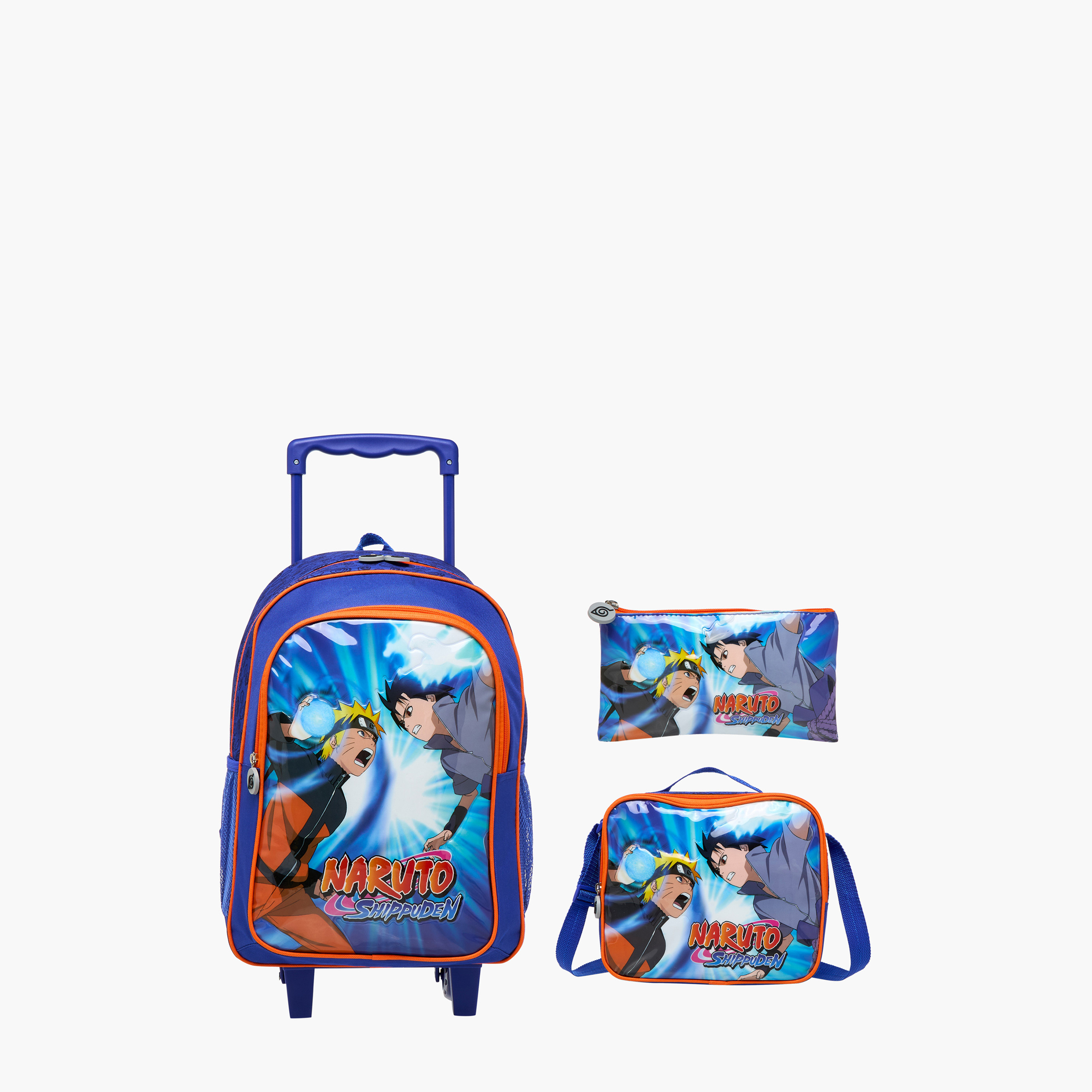 TV Tokyo Naruto Print 3-Piece Trolley Backpack Set - 16 inches-school-bagsandbackpacks-trolleybags-image-1