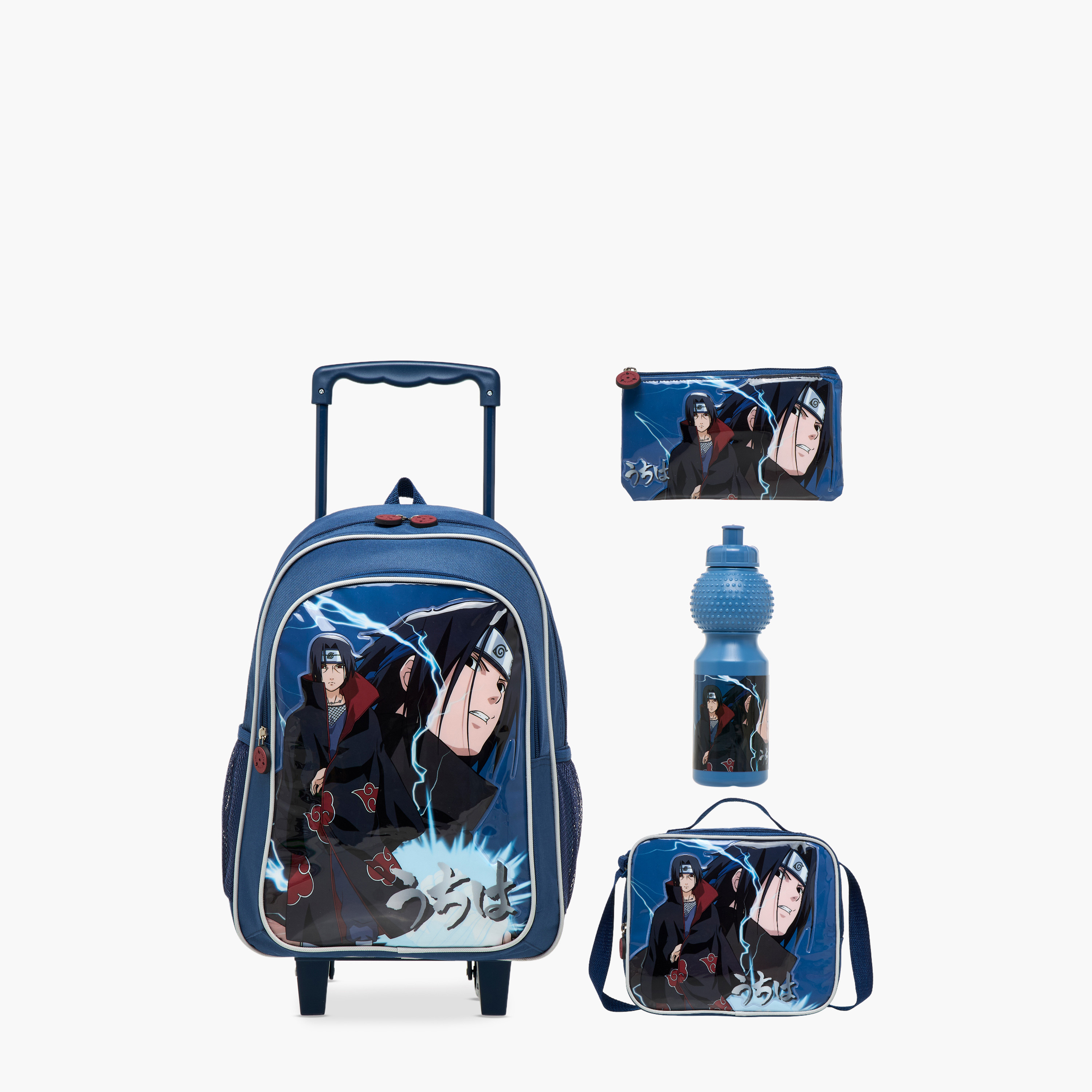 TV Tokyo Naruto Print 5-Piece Trolley Backpack Set - 16 inches-school-bagsandbackpacks-trolleybags-image-1