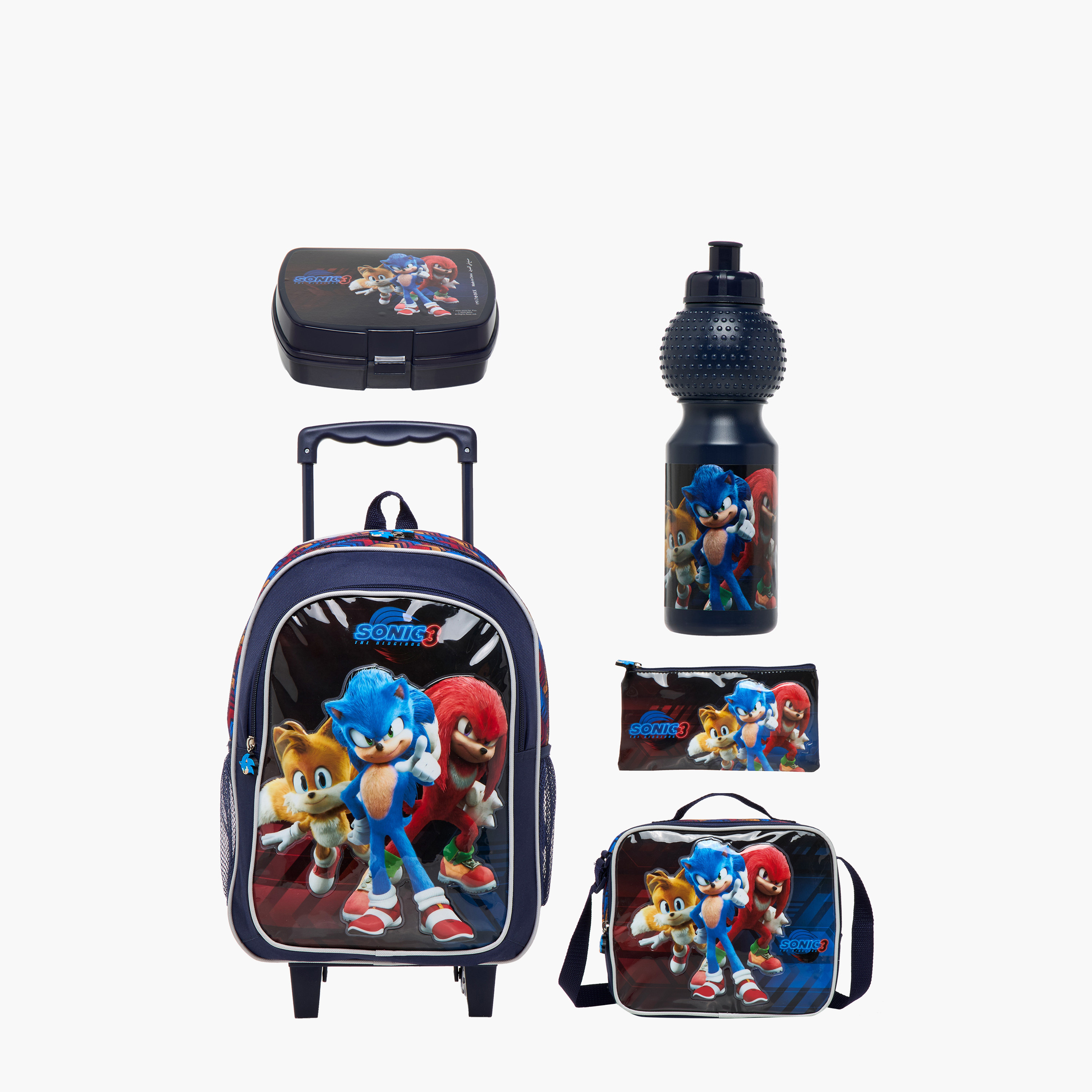 Sonic the Hedgehog Print 5-Piece trolley Backpack Set - 16 inches-school-bagsandbackpacks-trolleybags-image-1