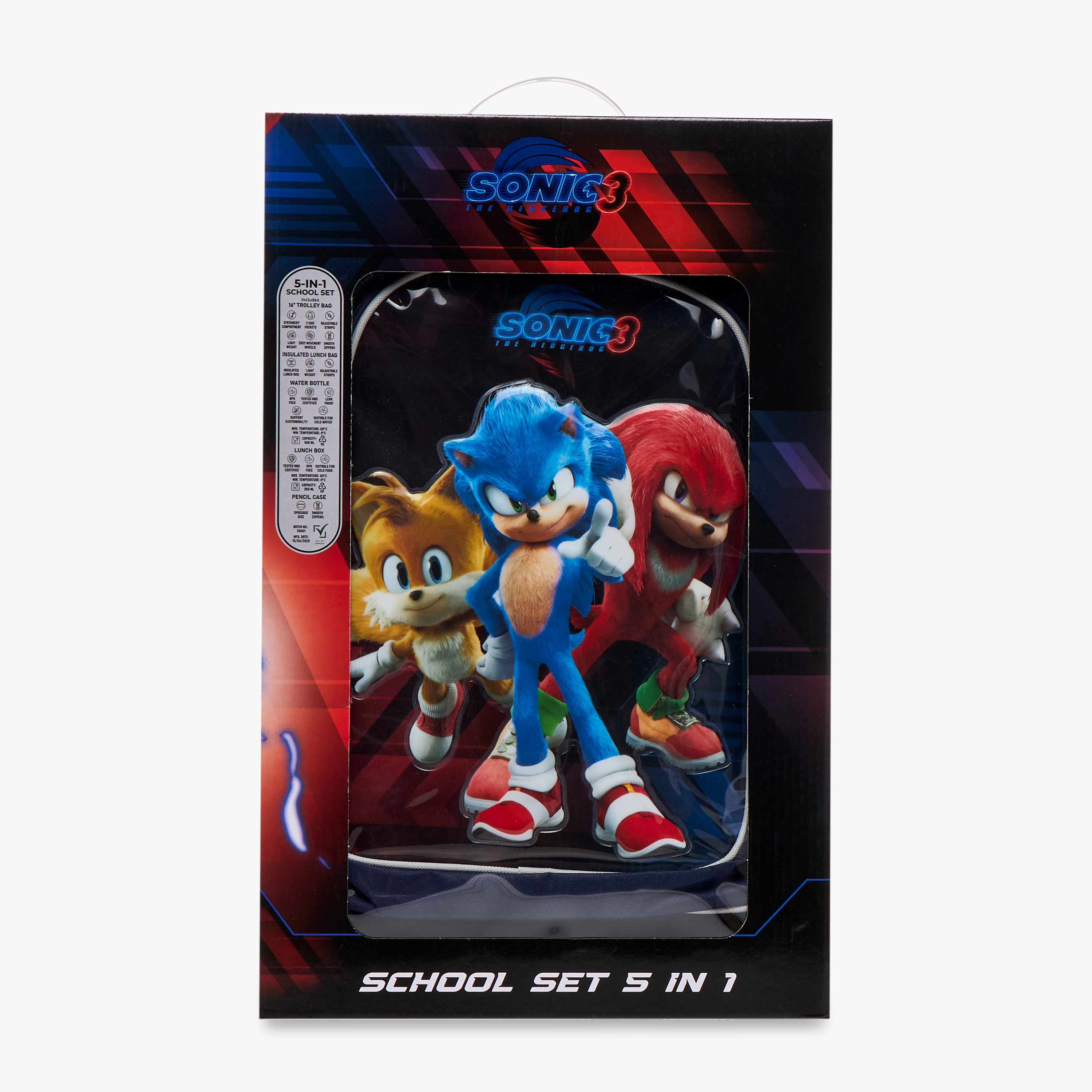 Sonic the Hedgehog Print 5-Piece trolley Backpack Set - 16 inches-school-bagsandbackpacks-trolleybags-image-33