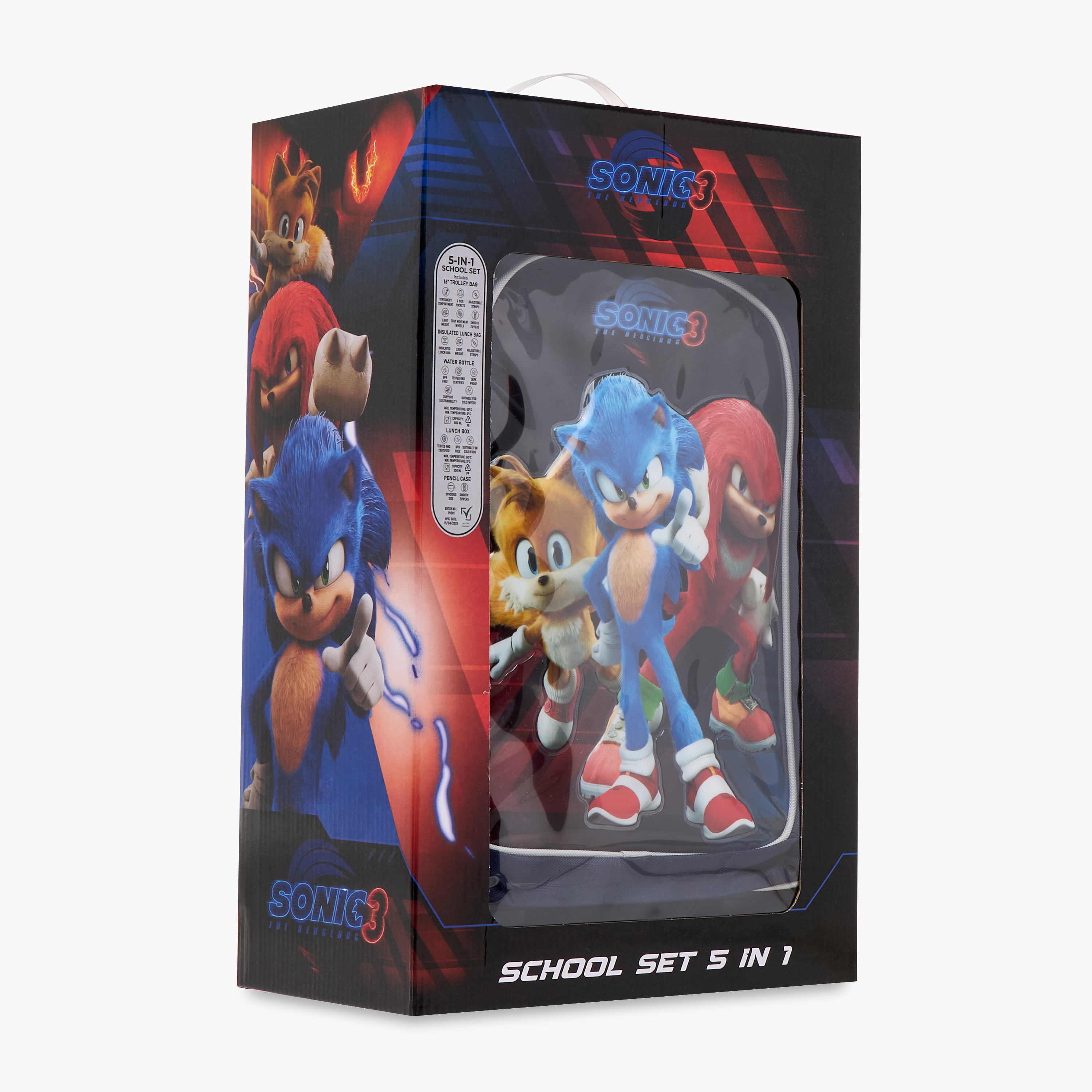 Sonic the Hedgehog Print 5-Piece trolley Backpack Set - 16 inches-school-bagsandbackpacks-trolleybags-image-34