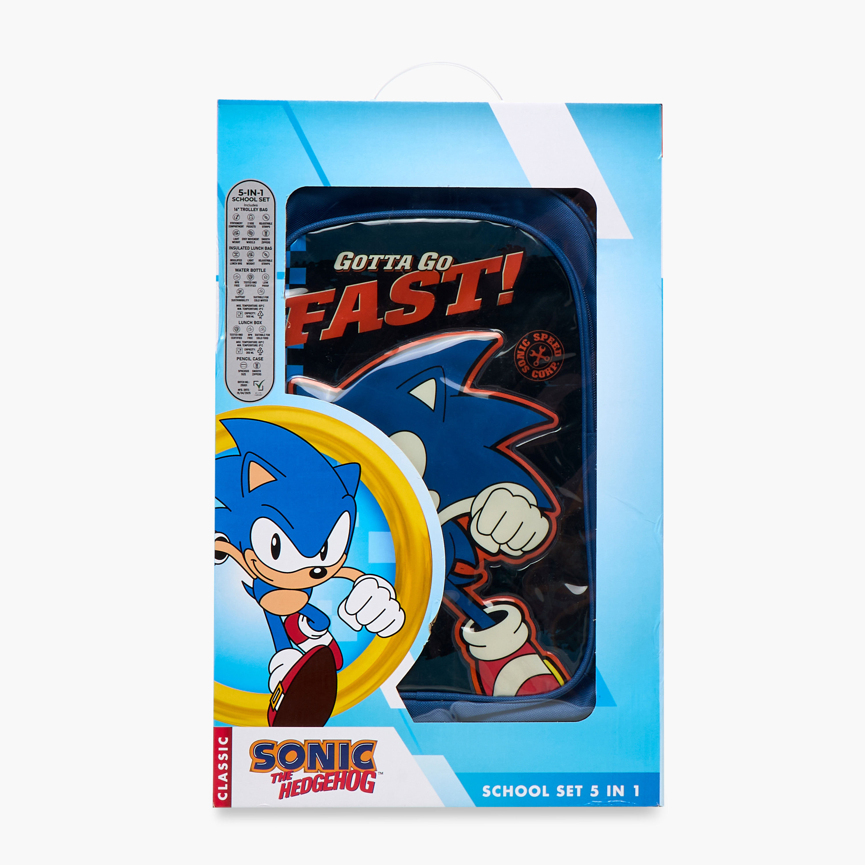 Sonic the Hedgehog Print 5-Piece Trolley Backpack Set - 16 inches-school-bagsandbackpacks-trolleybags-image-29