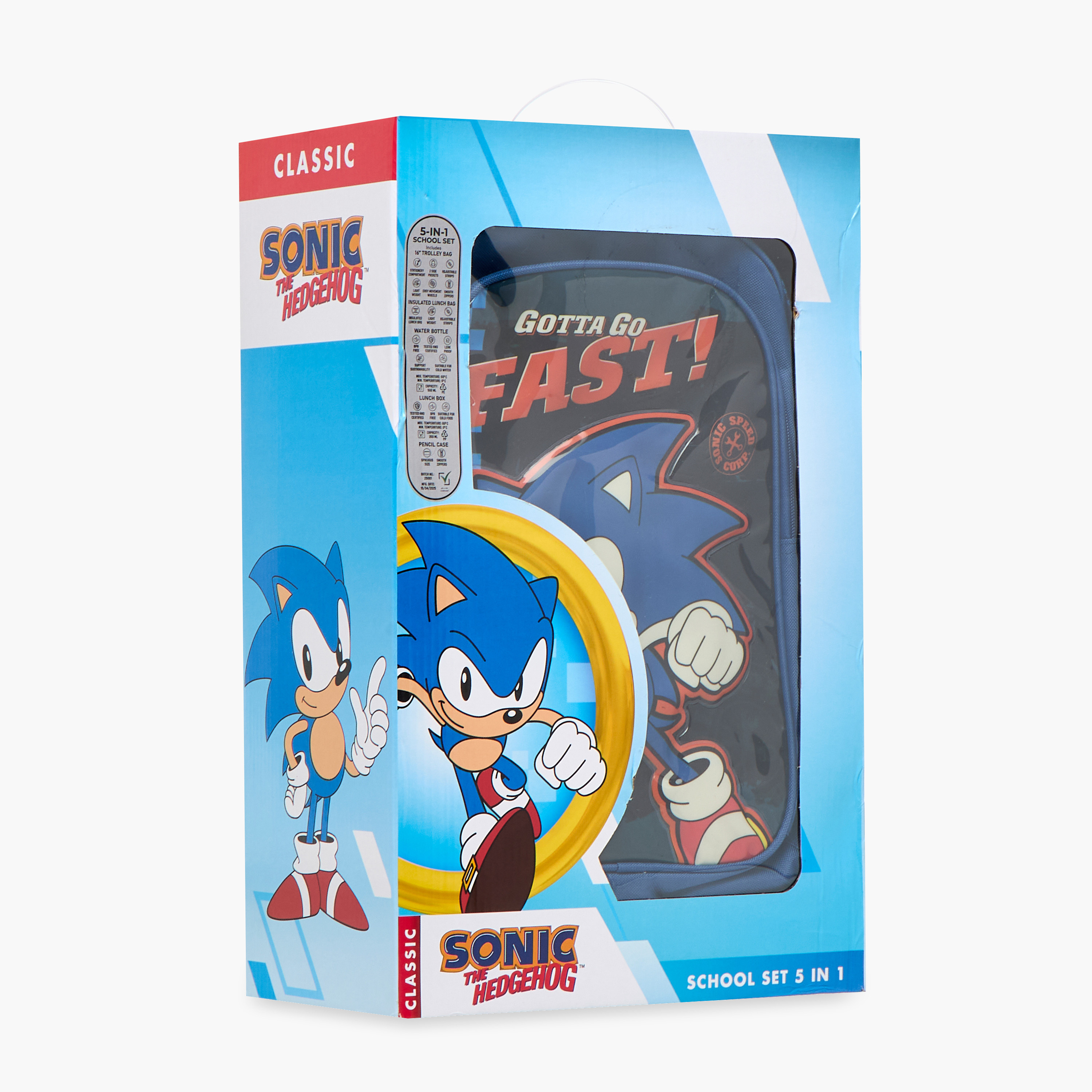Sonic the Hedgehog Print 5-Piece Trolley Backpack Set - 16 inches-school-bagsandbackpacks-trolleybags-image-30
