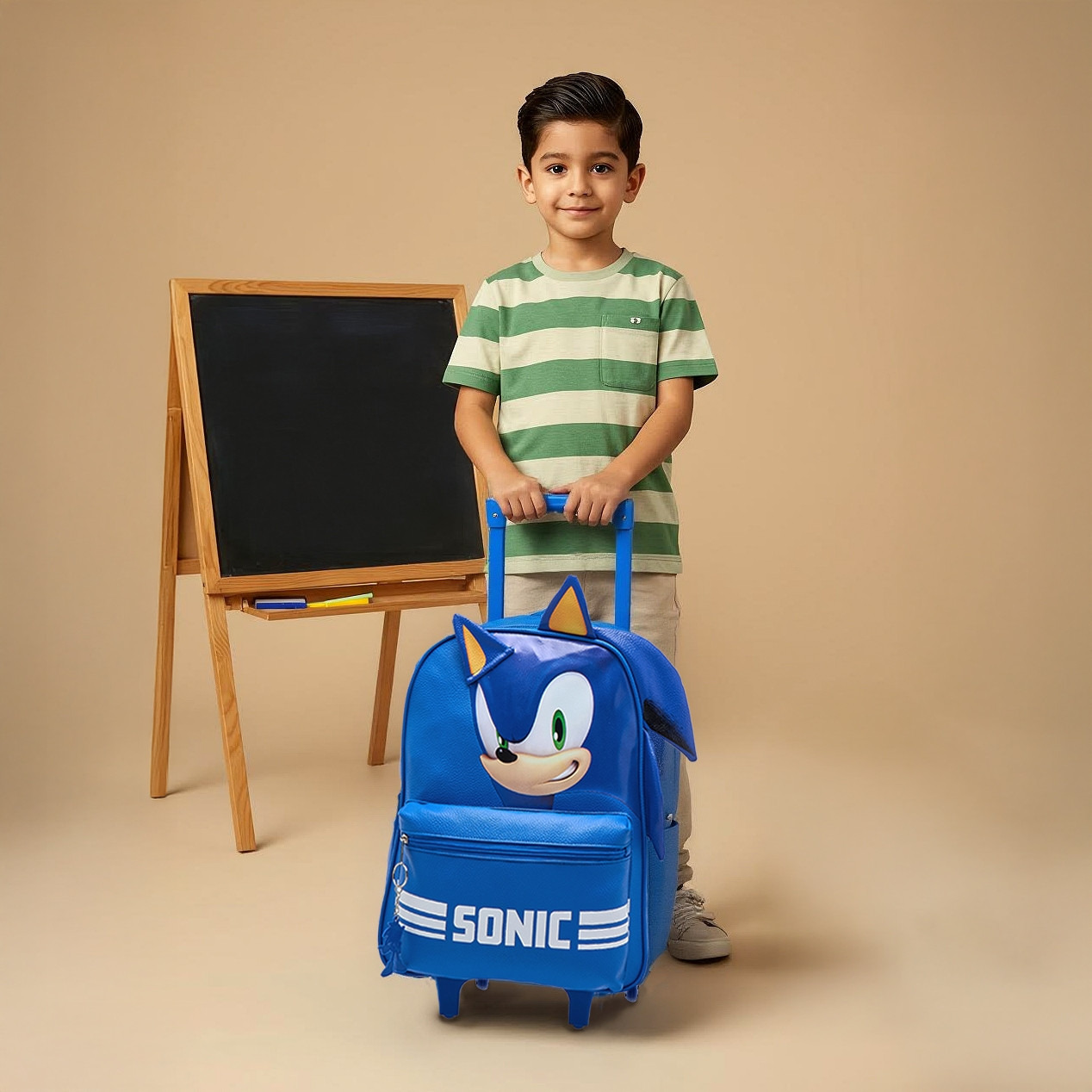 CPLG Sonic Trolley Bag for Boys 2-5 Years with Water Resistant Fabric -school-bagsandbackpacks-trolleybags-image-2