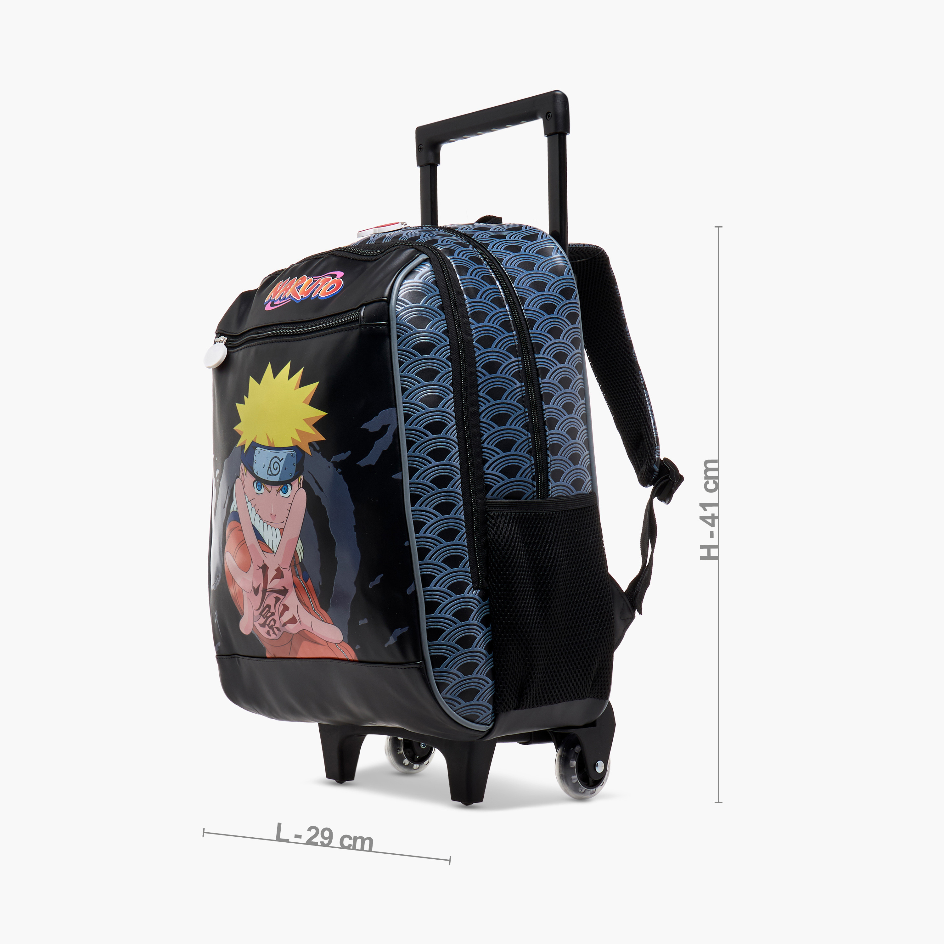 TV Tokyo Naruto Print Trolley Backpack with Retractable Handle - 16 inches-school-bagsandbackpacks-trolleybags-image-2