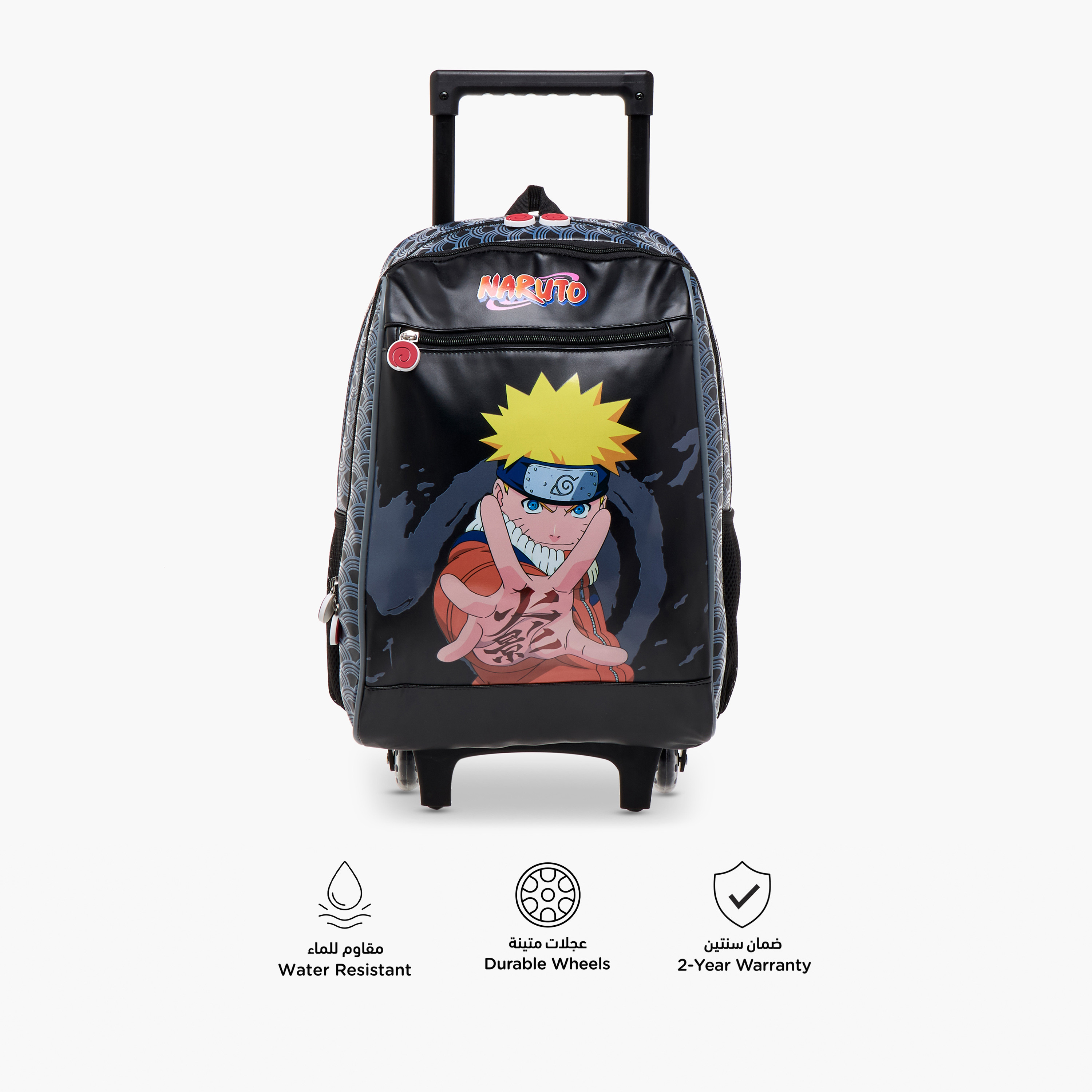 TV Tokyo Naruto Print Trolley Backpack with Retractable Handle - 16 inches-school-bagsandbackpacks-trolleybags-image-4