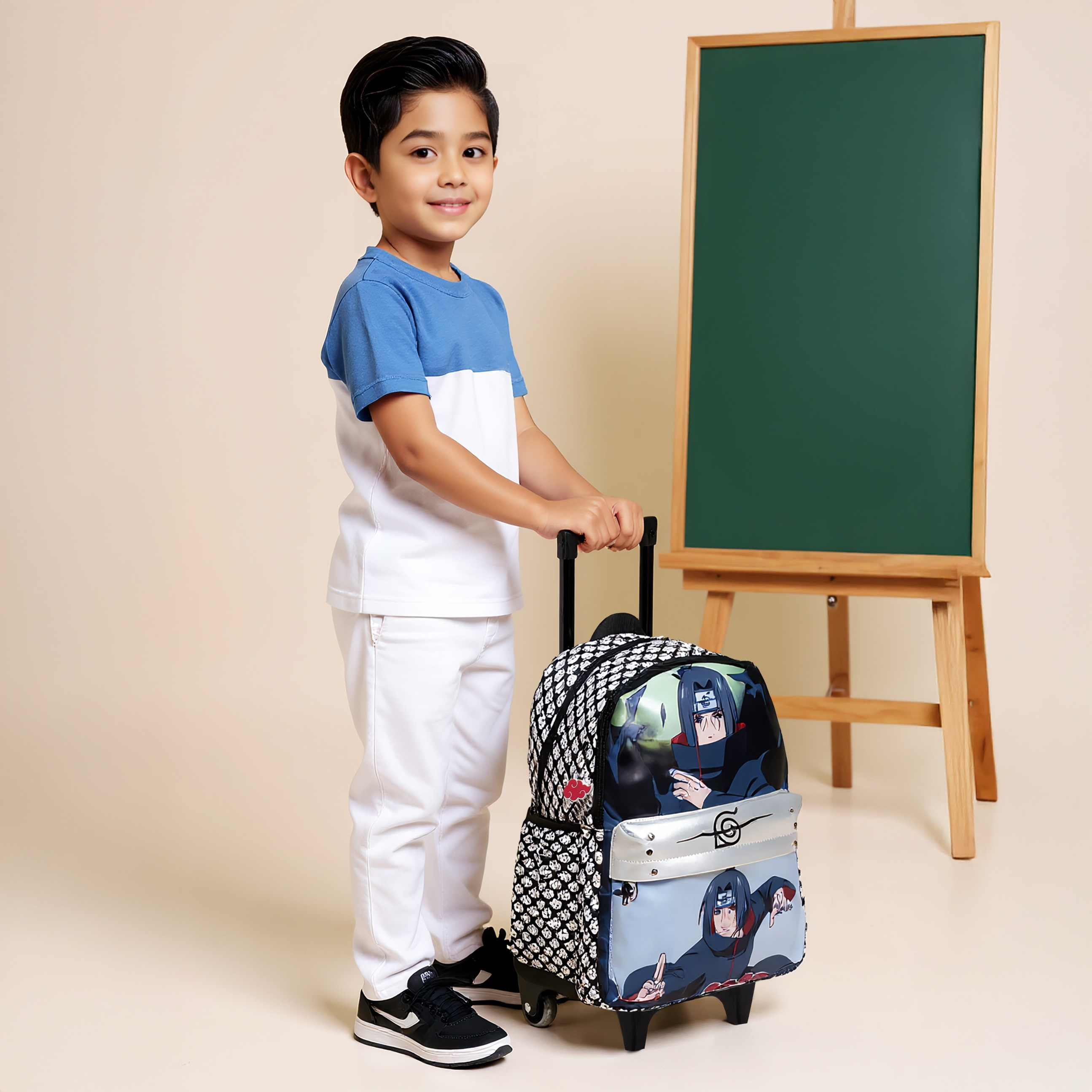 TV Tokyo Naruto Print Trolley Backpack with Retractable Handle - 16 inches-school-bagsandbackpacks-trolleybags-image-3