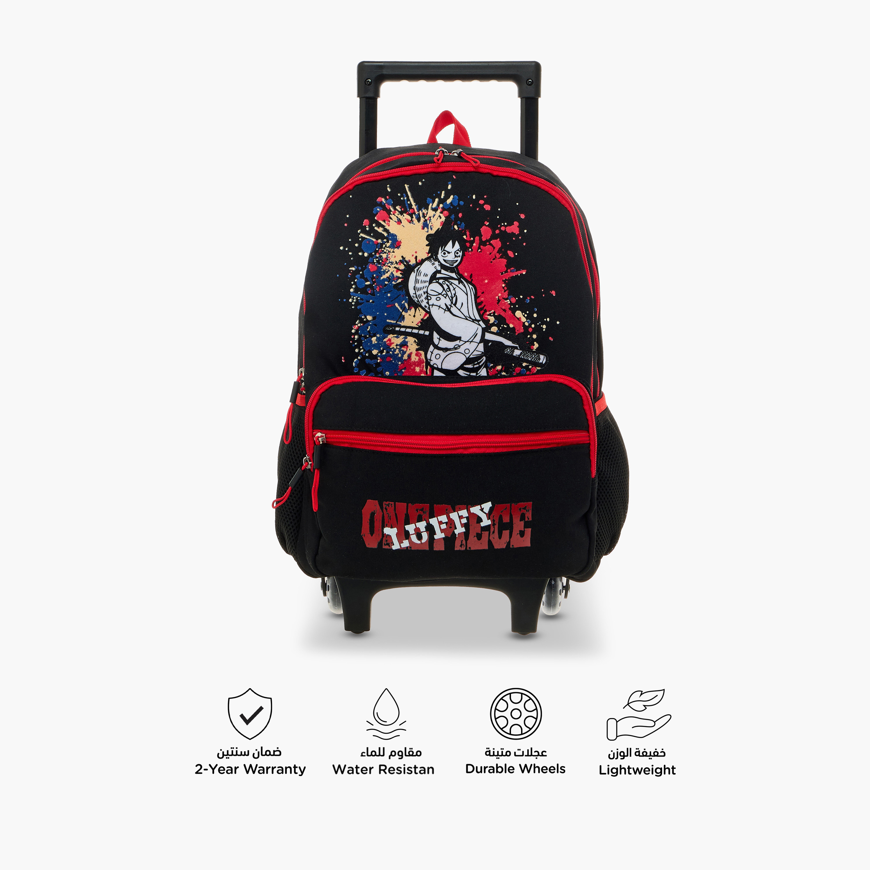 Toei Animation One Piece Print Trolley Backpack with Retractable Handle - 16 inches-school-bagsandbackpacks-trolleybags-image-4
